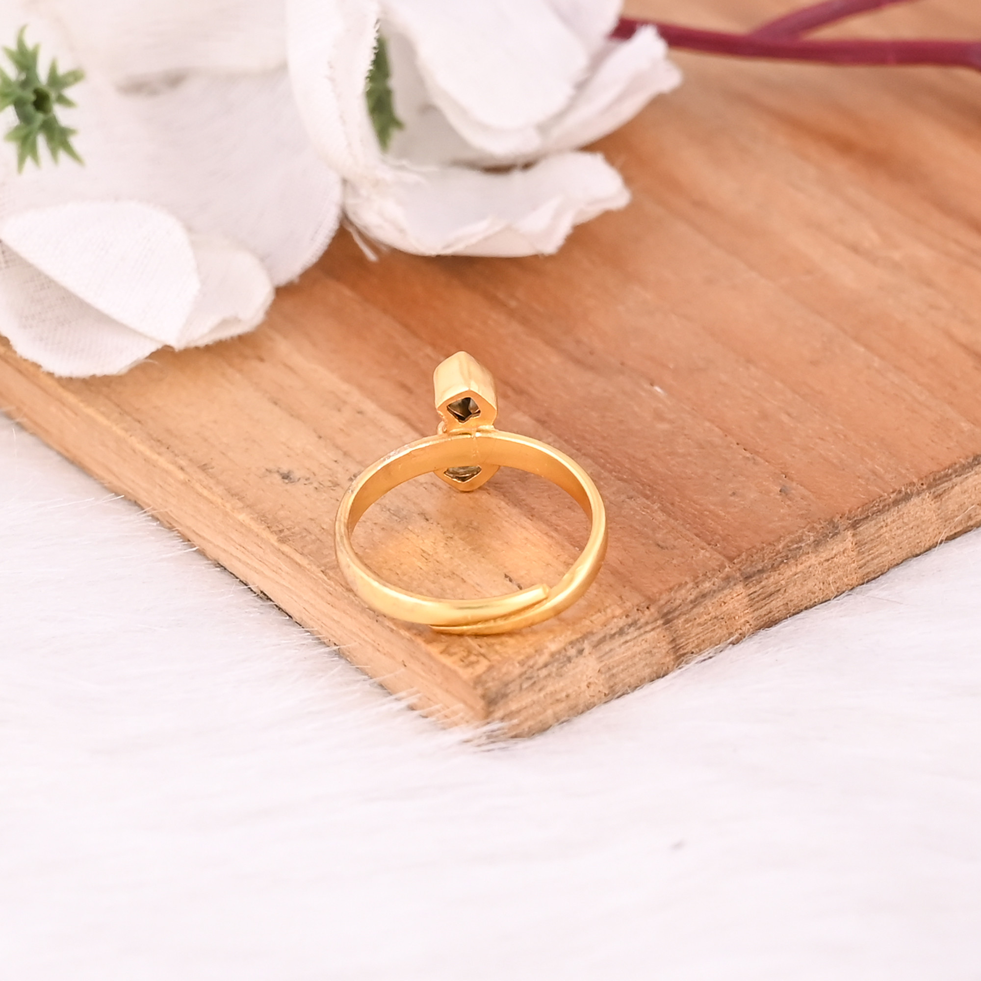 Apatite CZ Gemstone Solid 925 Sterling Silver Yellow Gold Plated Designer Ring Gift For Her Handmade Jewelry Adjustable Rings