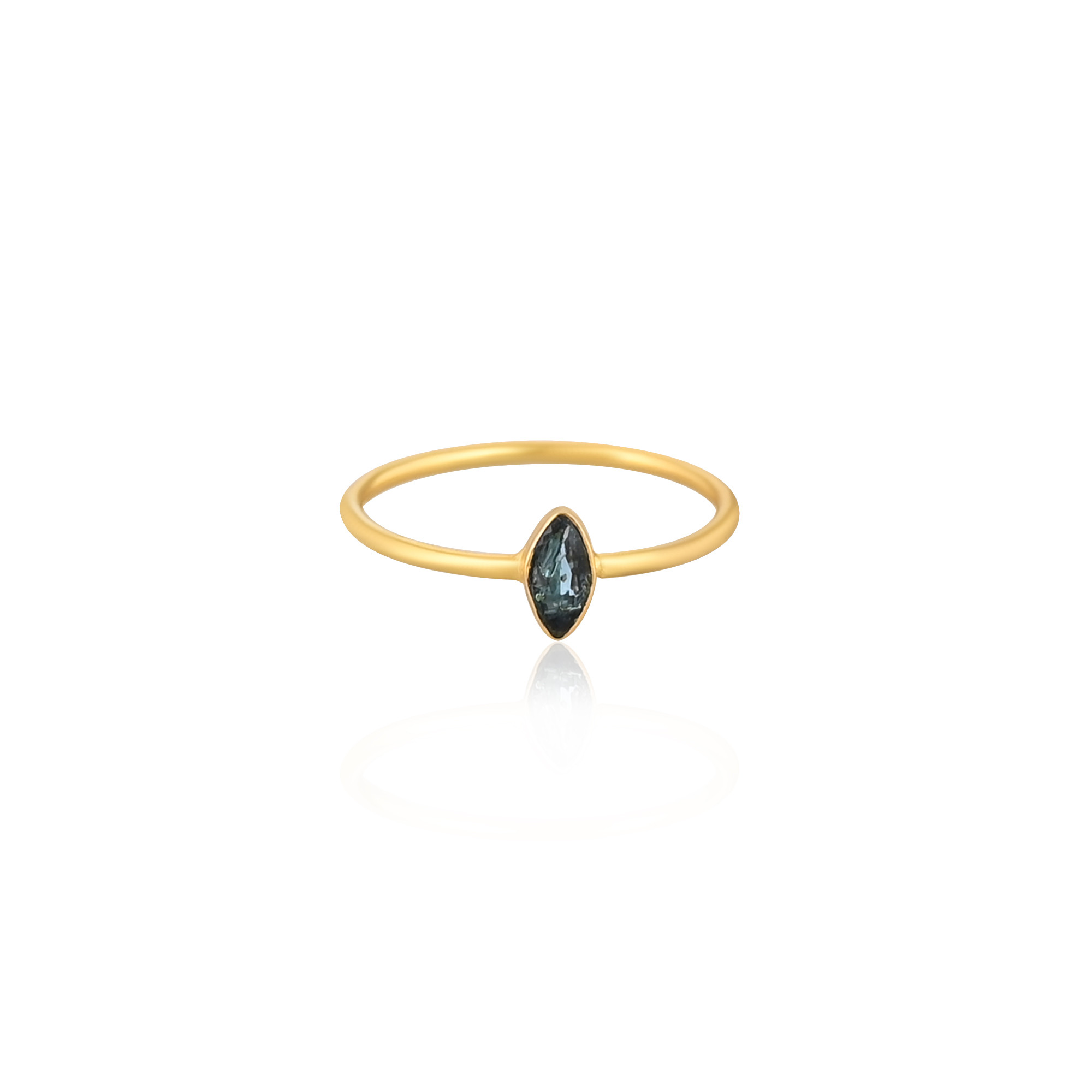 Natural Blue Topaz Gemstone Solid 925 Sterling Silver Yellow Gold Plated Women Designer Ring Birthstone Gift