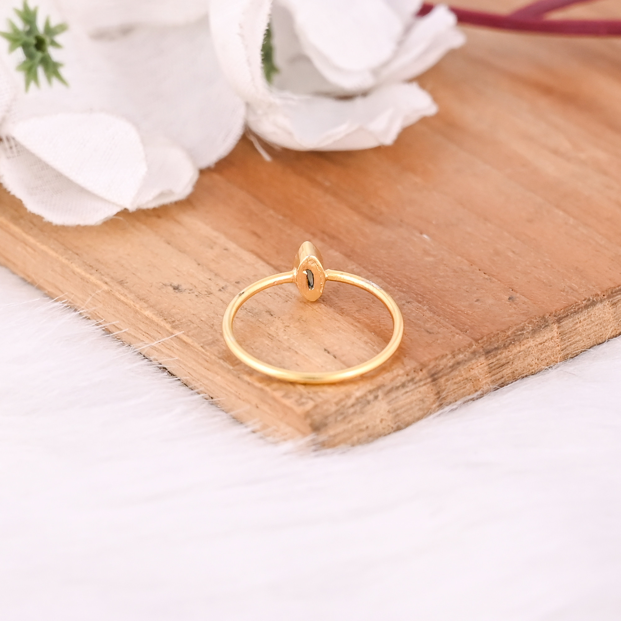 Natural Blue Topaz Gemstone Solid 925 Sterling Silver Yellow Gold Plated Women Designer Ring Birthstone Gift