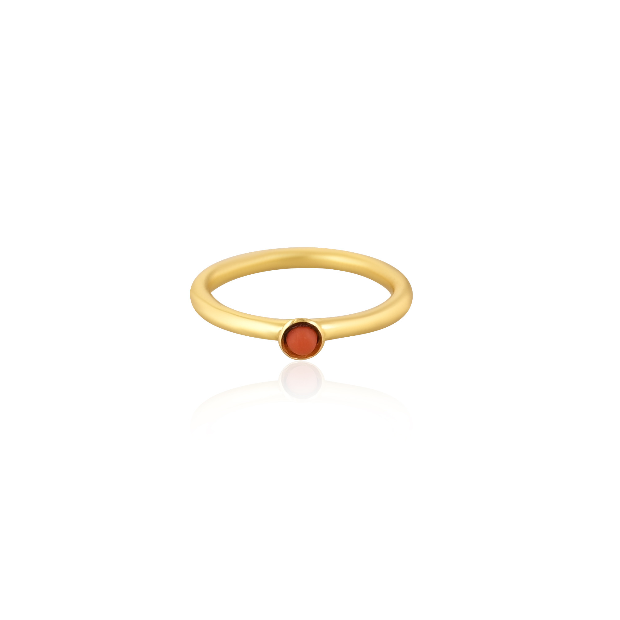Orange Coral Gemstone Solid 925 Sterling Silver Yellow Gold Plated Statement Gift Womens Ring