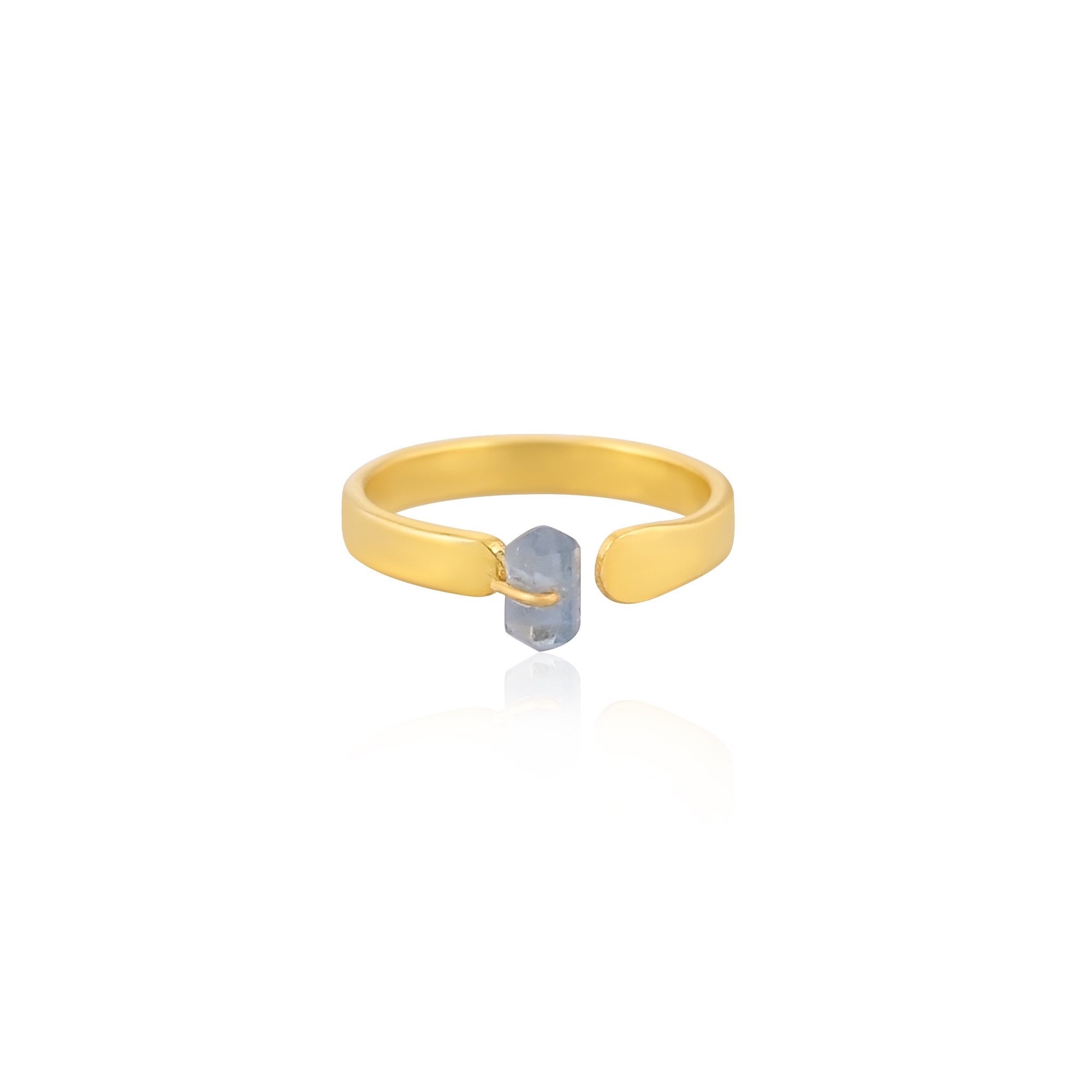 Raw Apatite Gemstone Solid 925 Sterling Silver Yellow Gold Plated Adjustable Women Ring Minimalist Jewelry