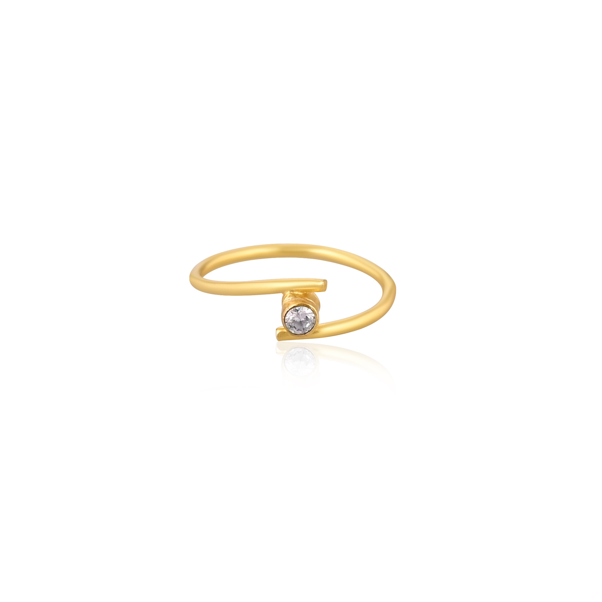 White CZ Gemstone Solid 925 Sterling Silver Yellow Gold Plated Women Designer Stackable Ring Unique Gift