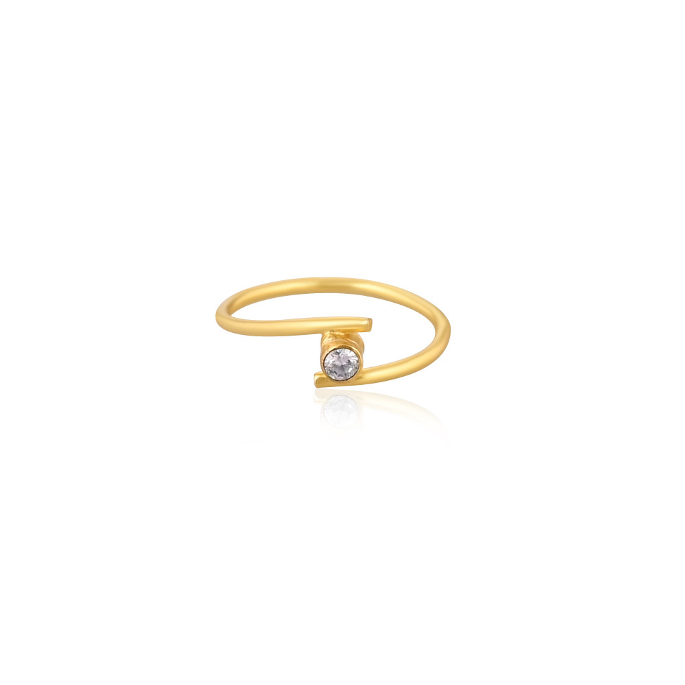 Image of White CZ Gemstone Solid 925 Sterling Silver Yellow Gold Plated Women Designer Stackable Ring Unique Gift