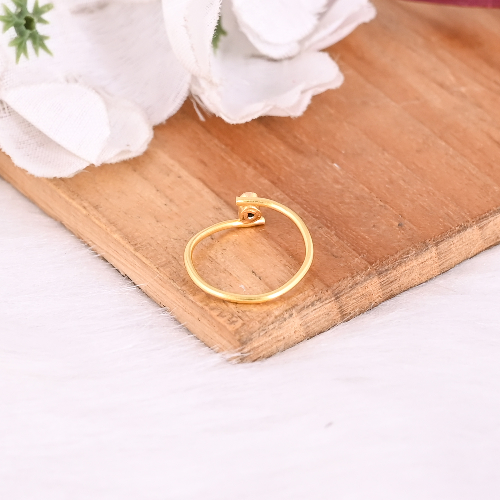 White CZ Gemstone Solid 925 Sterling Silver Yellow Gold Plated Women Designer Stackable Ring Unique Gift