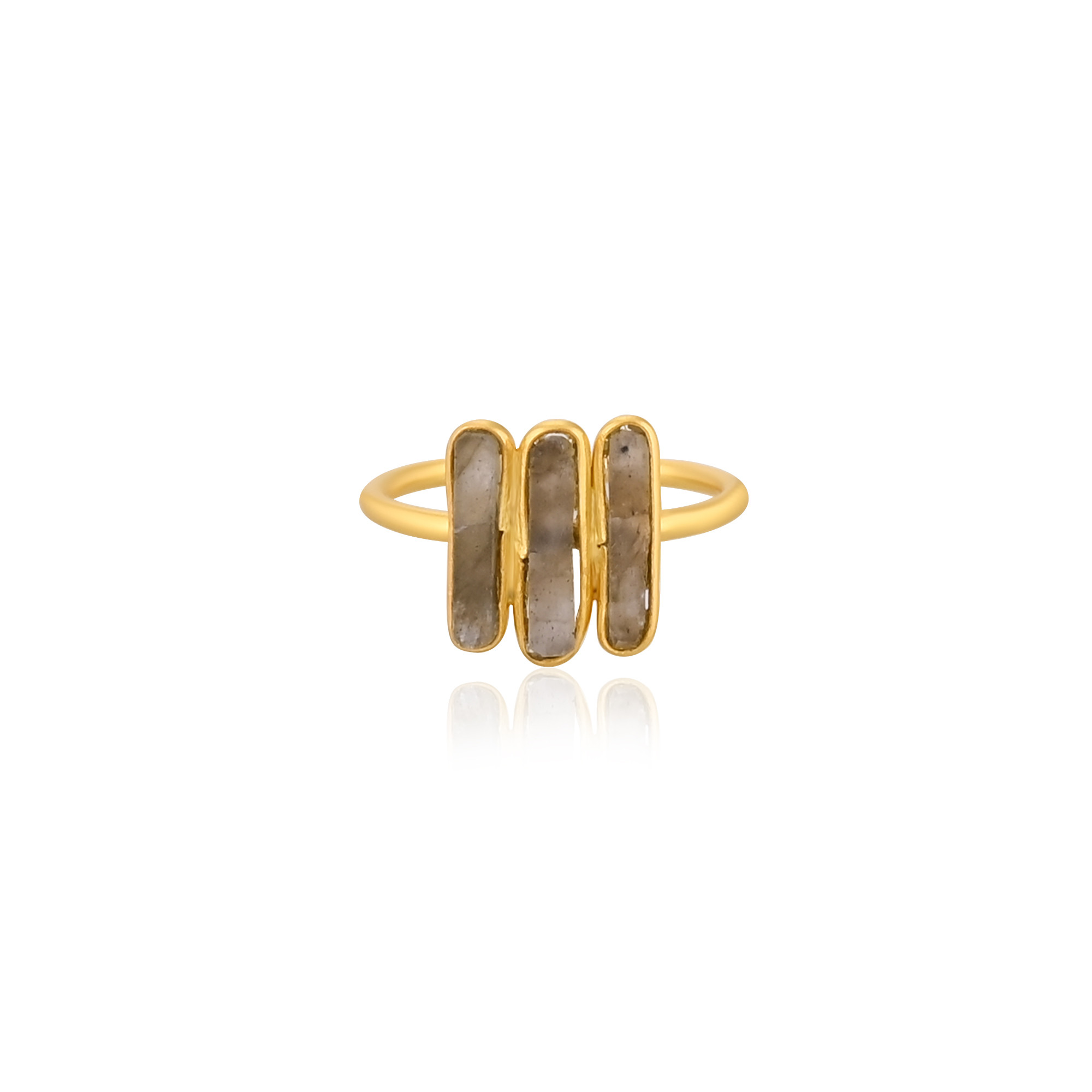 Labradorite Rough Gemstone Solid 925 Sterling Silver Yellow Gold Plated Adjustable Ring Gorgeous Gift Ring