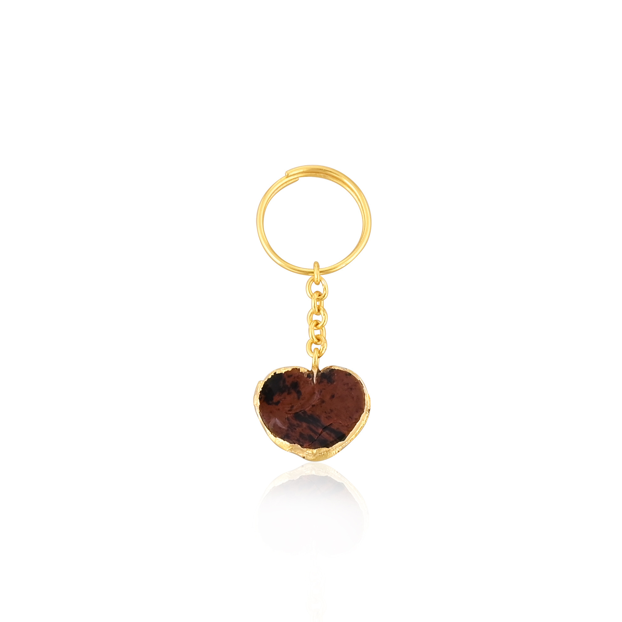 Mahogany Obsidian Gemstone Solid 925 Sterling Silver Yellow Gold Electro Plated Heart Shape Unique Gift Ring Link Ring