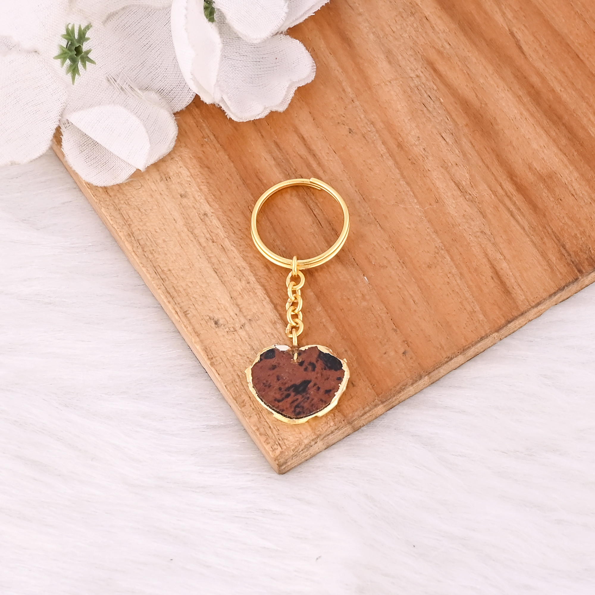 Mahogany Obsidian Gemstone Solid 925 Sterling Silver Yellow Gold Electro Plated Heart Shape Unique Gift Ring Link Ring