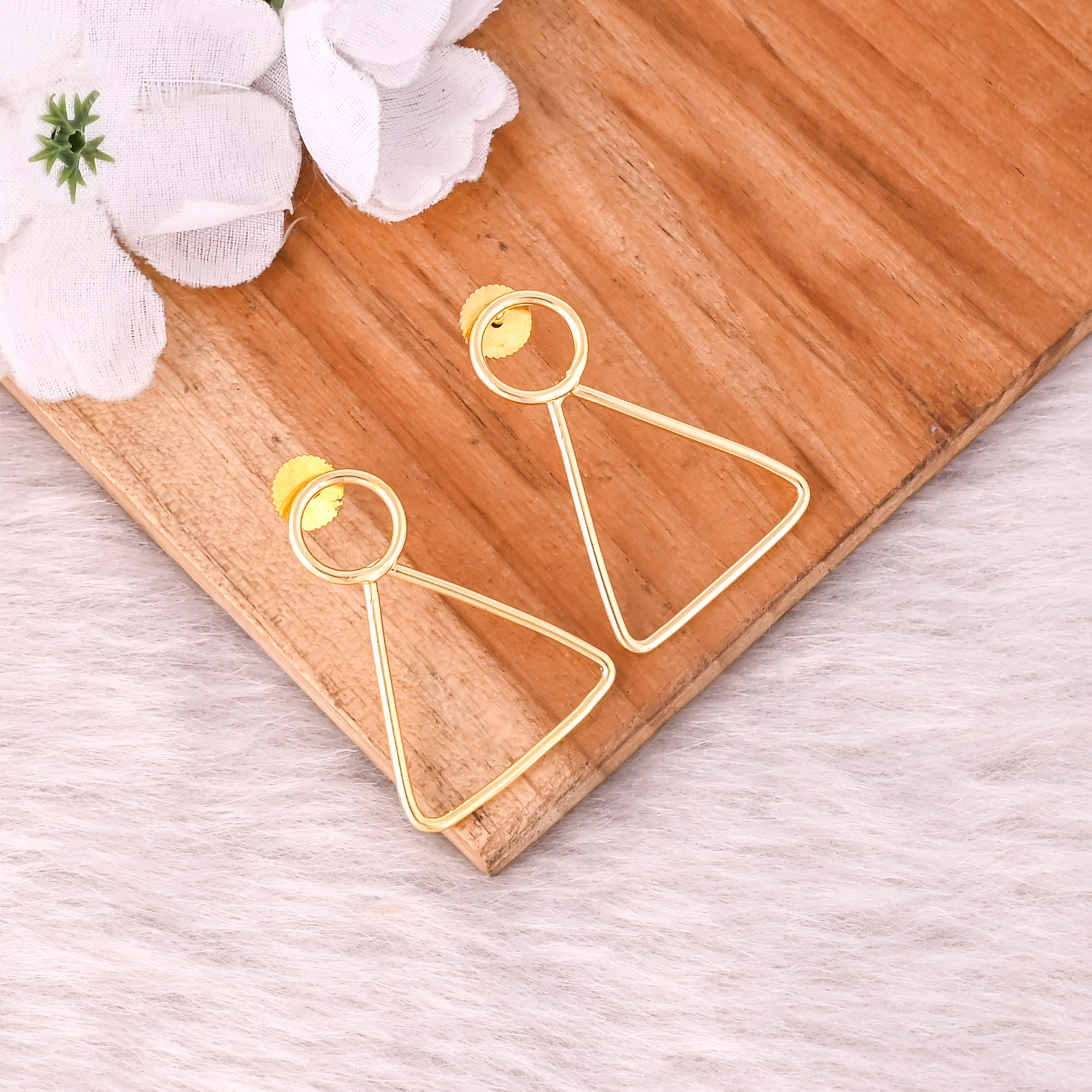 Brass Yellow Gold Plated Handmade Triangle Stud Earring Bridesmaid Gits Wholesale Lot 25 Pairs