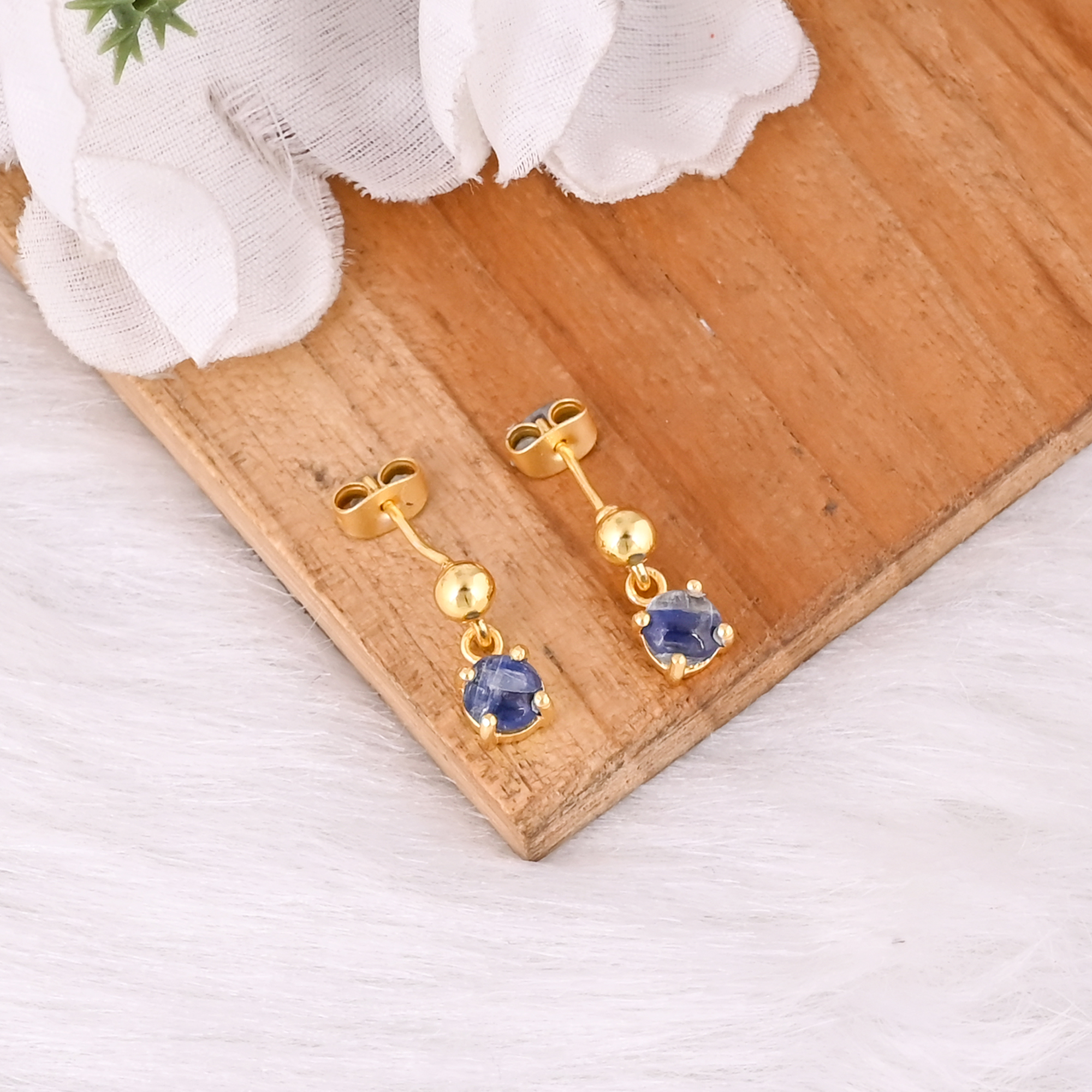 Minimalist 925 Sterling Silver Blue Kyanite Earring Handmade Gemstone Jewelry for Women