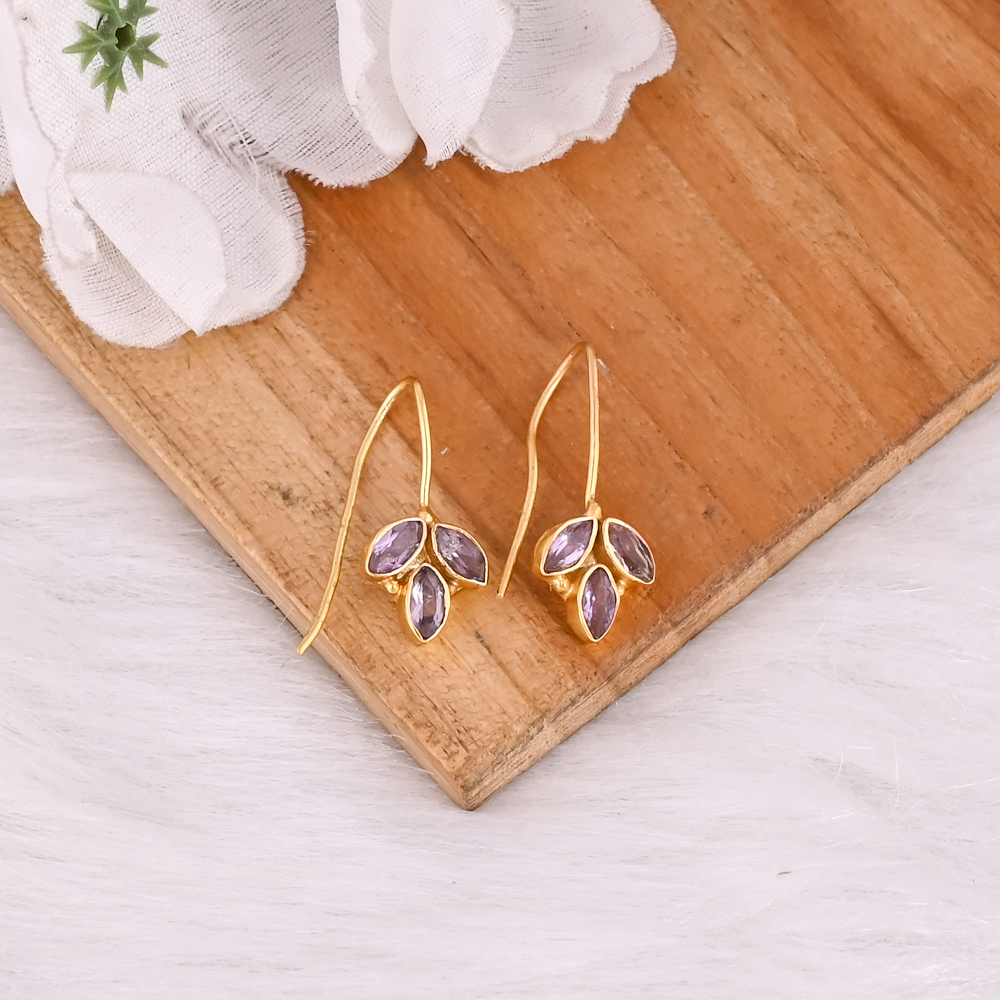 Elegant Purple Amethyst Earrings Handmade Gemstone Jewelry For Women