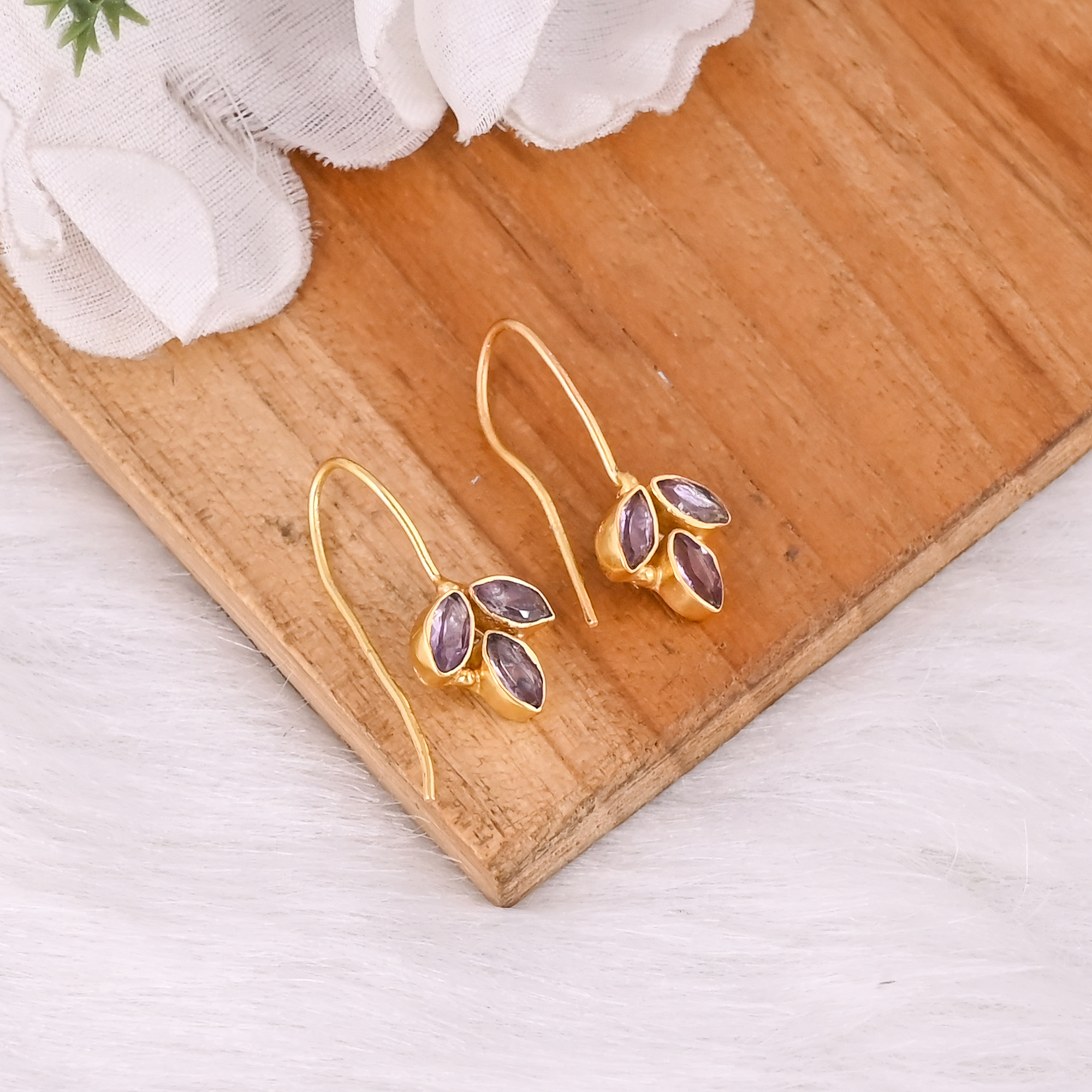 Elegant Purple Amethyst Earrings Handmade Gemstone Jewelry For Women