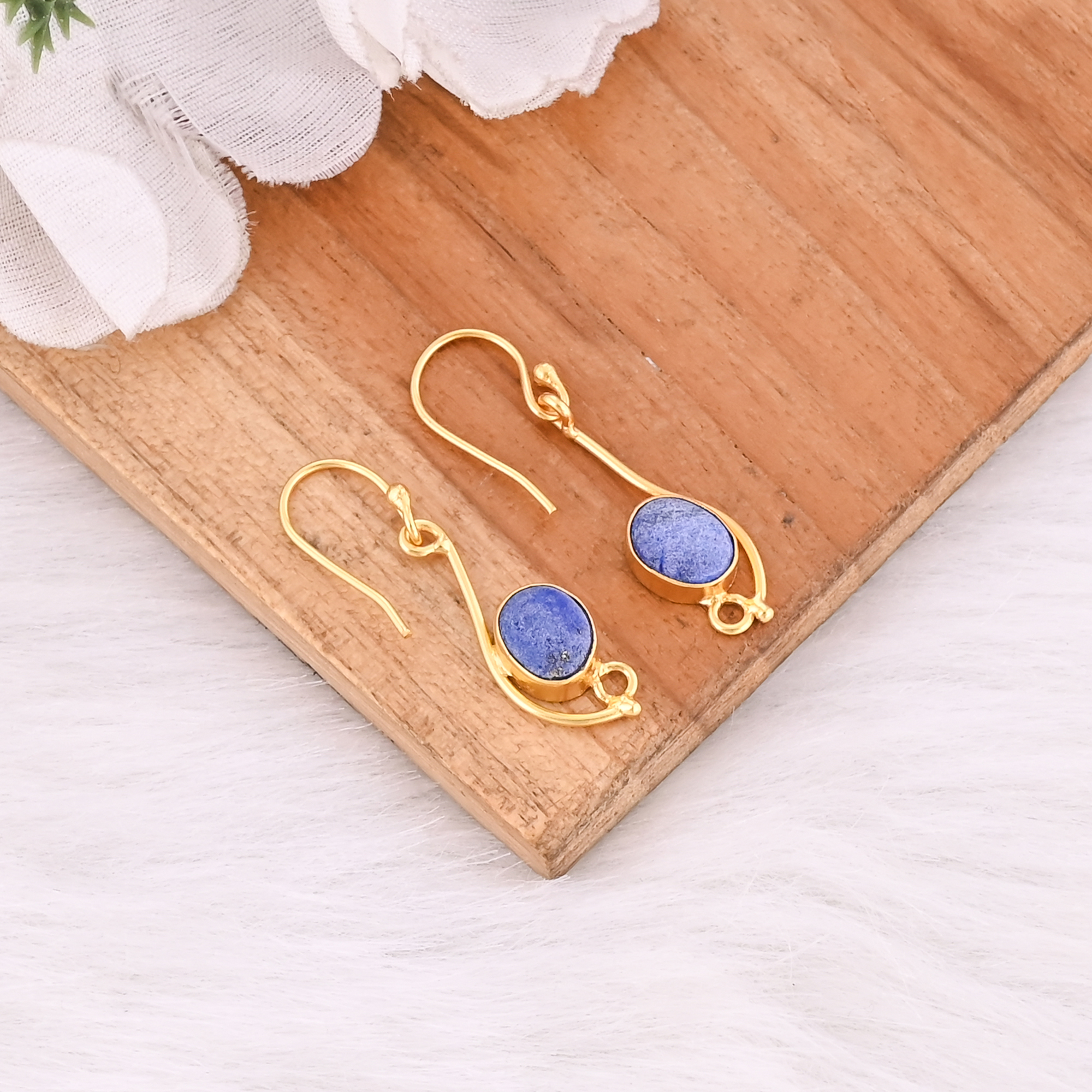 Natural Gemstone Lapis Lazuli Drop Earrings for Women