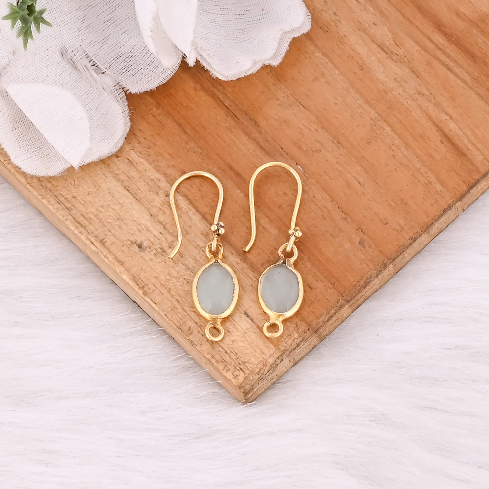 Elegant Aqua Chalcedony Dangle Earrings for Women Handmade Gemstone Jewelry