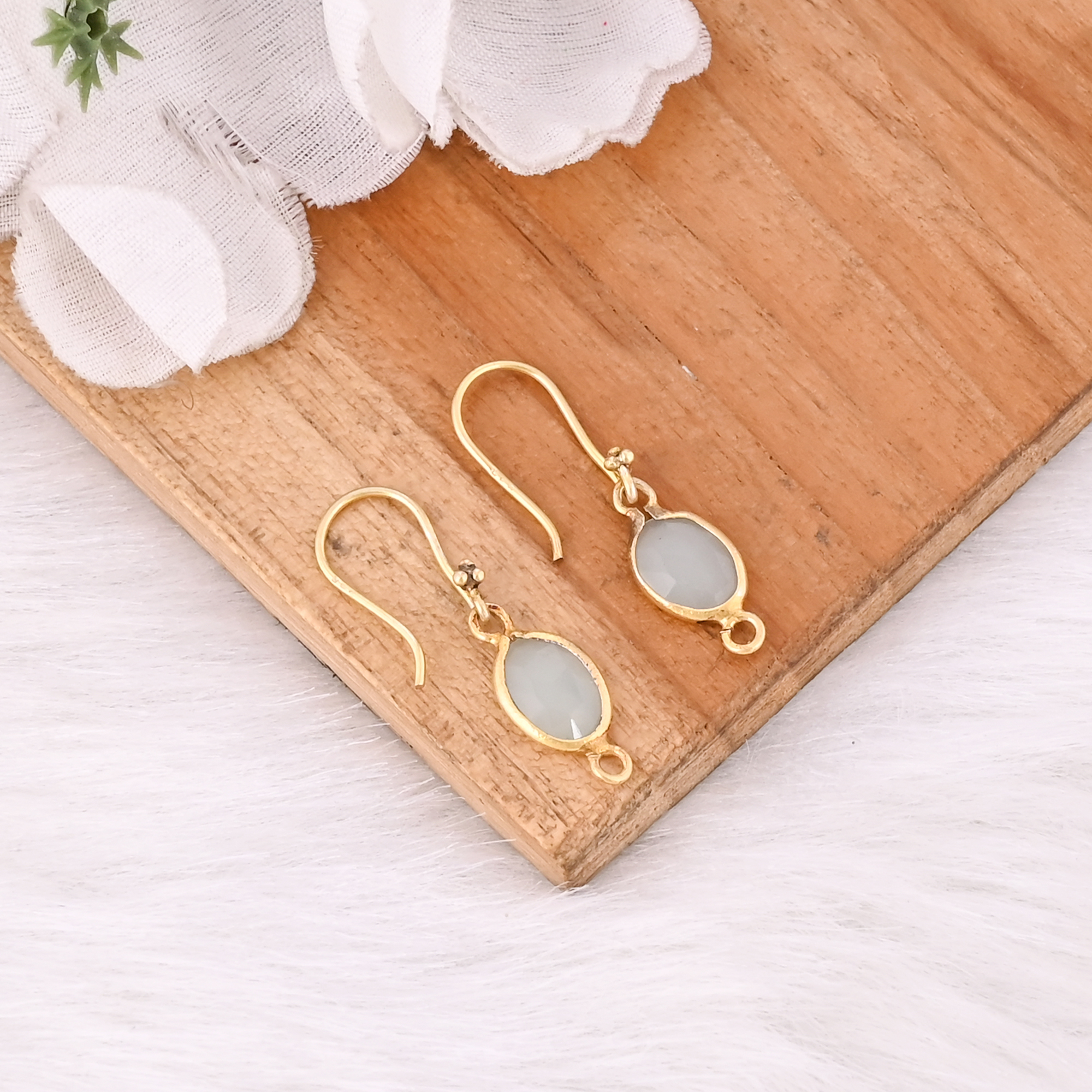 Elegant Aqua Chalcedony Dangle Earrings for Women Handmade Gemstone Jewelry