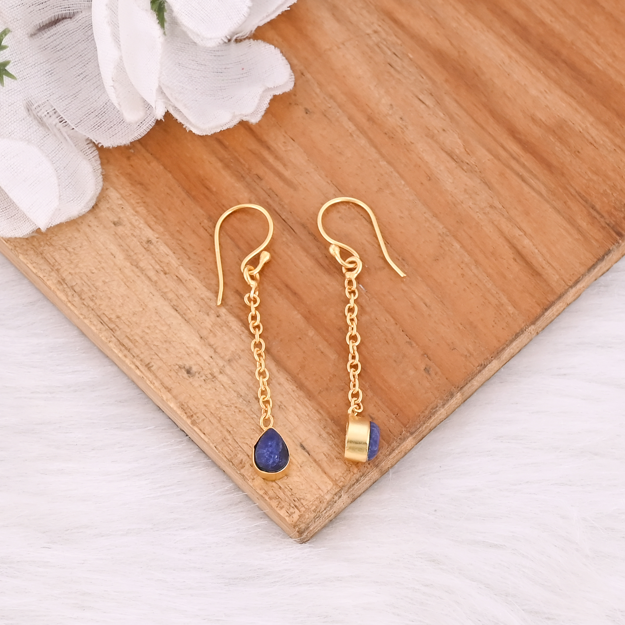 Natural Lapis Lazuli Handmade Drop Earrings for Women Jewelry