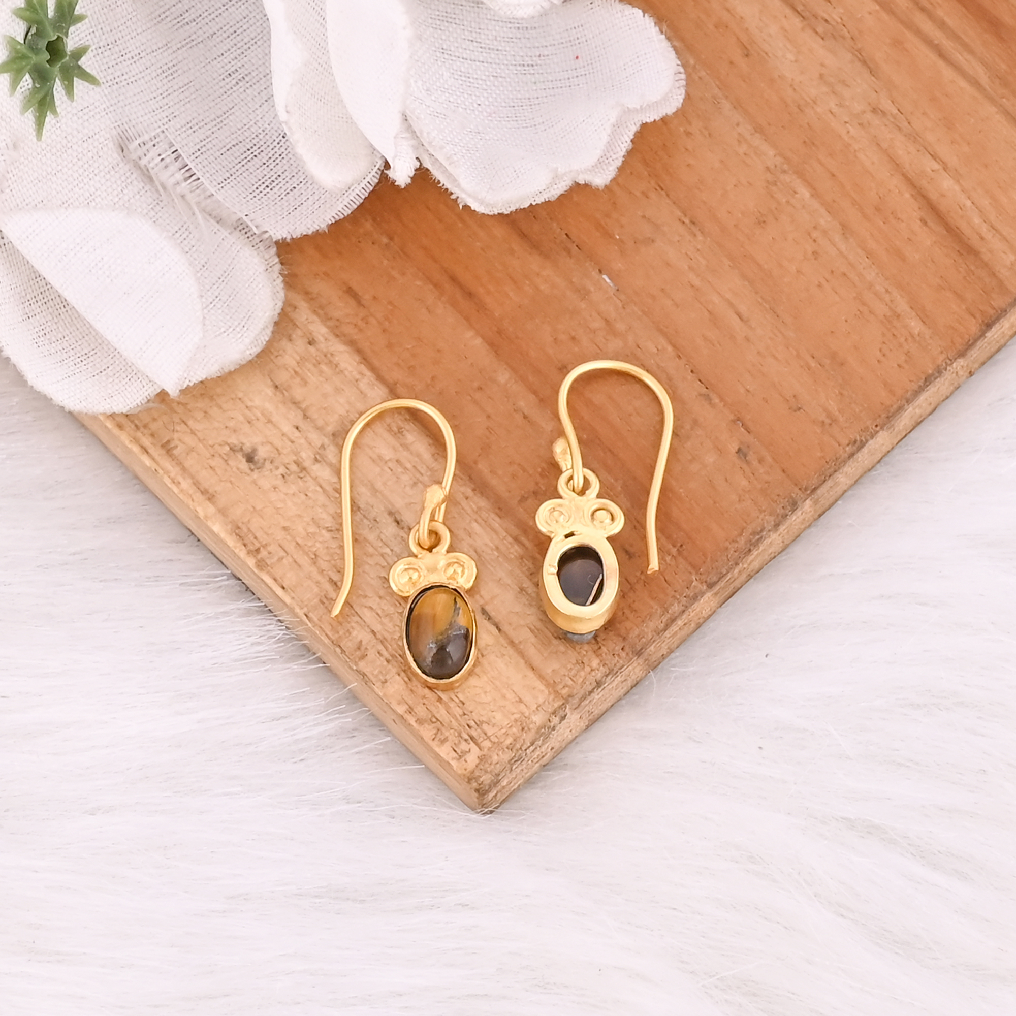 Natural Tiger Eye Earrings Handmade Gemstone Jewelry for Women