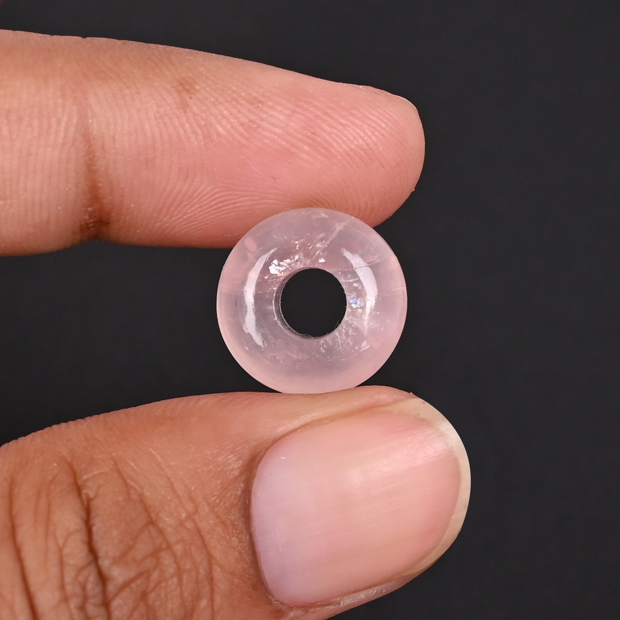Rose Quartz Donut Bead 14x8x5mm Natural Pink Gemstone for Jewelry Making