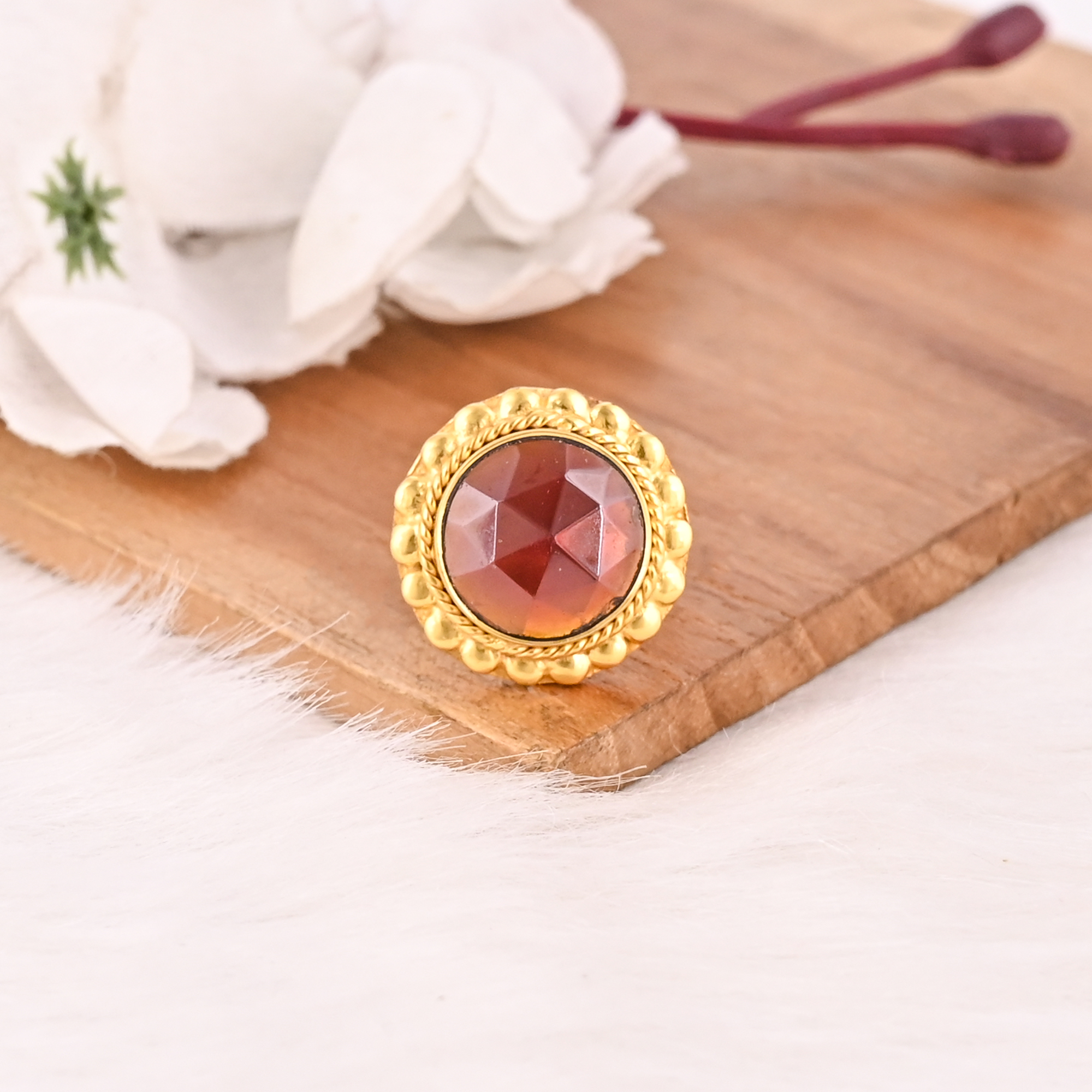 Classic Garnet Hydro Stylish Ring for Women Elegant Fashion Gemstone Jewelry