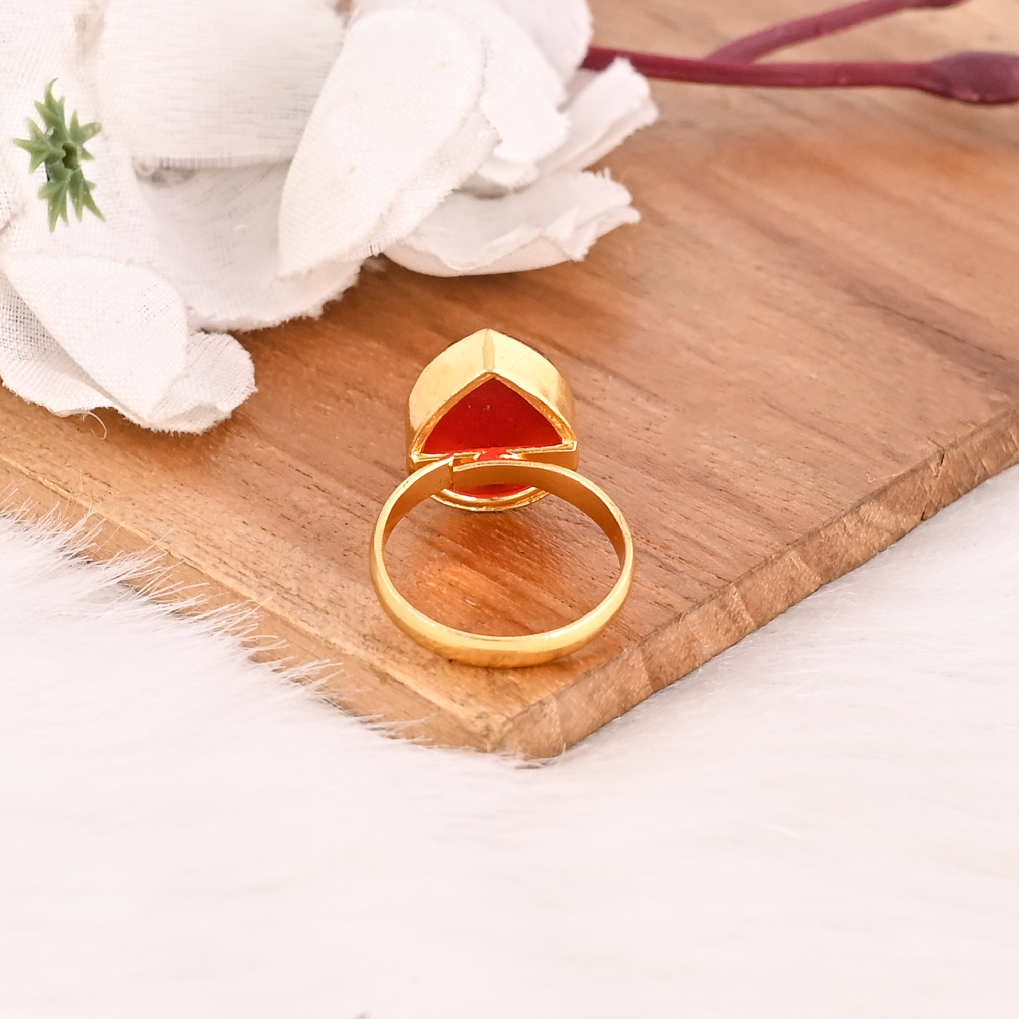 Adjustable Garnet Hydro Brass ring Gemstone Jewelry for Women