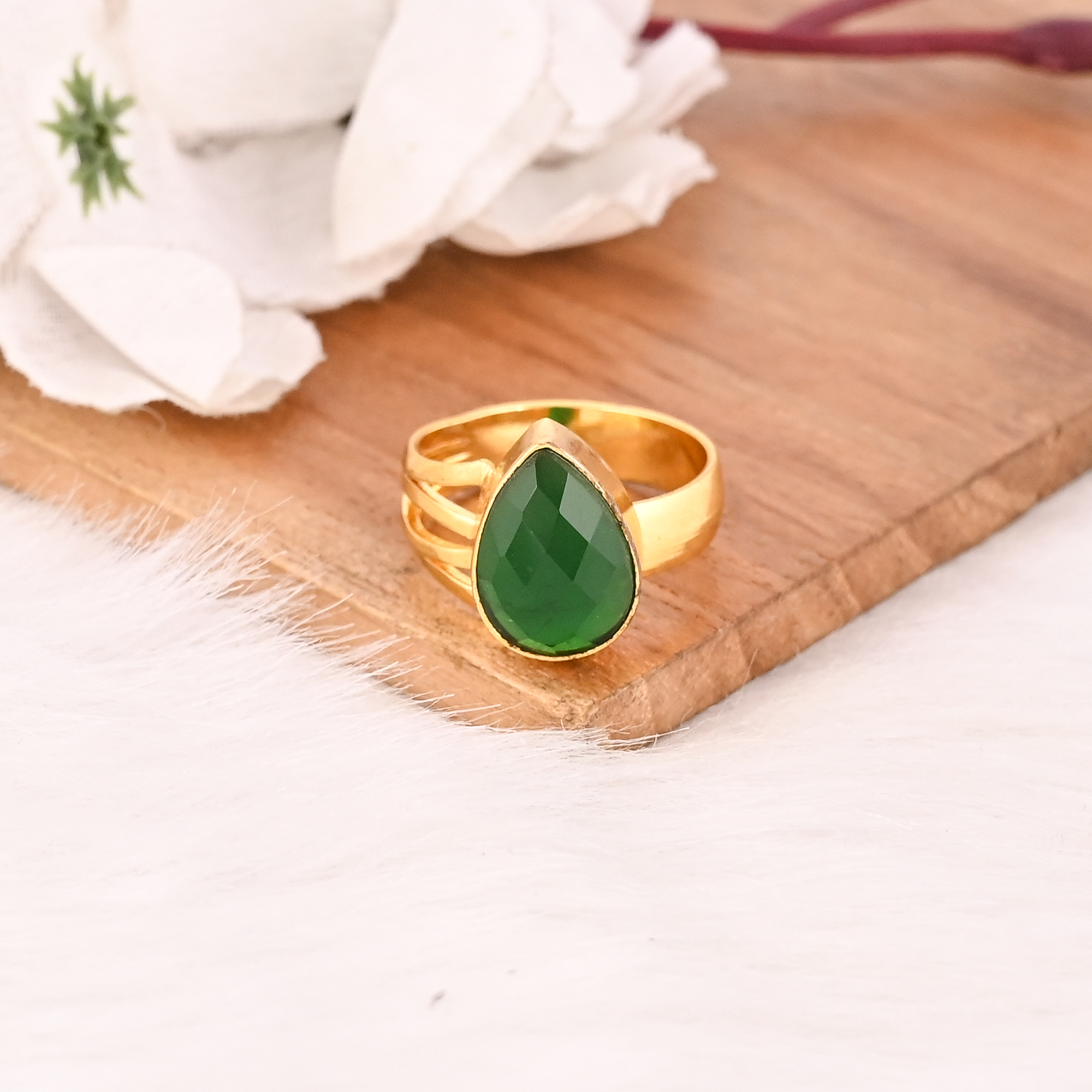 Designer Green Hydro Ring Handmade Gemstone Stylish Jewelry for Women