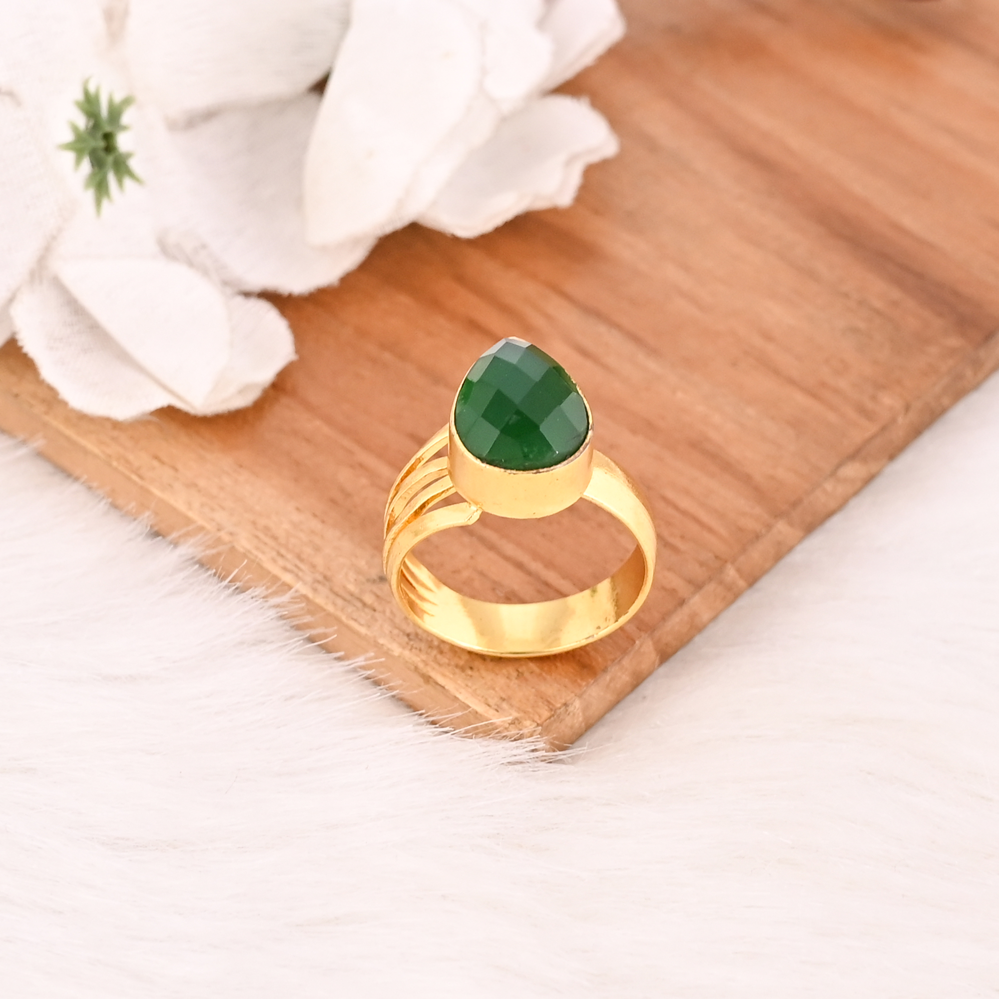 Designer Green Hydro Ring Handmade Gemstone Stylish Jewelry for Women