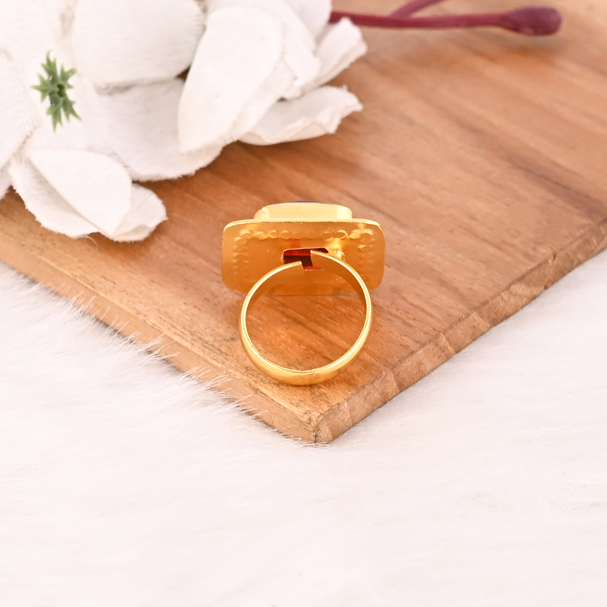 Classic Red Garnet Hydro Elegant Ring Handmade Gemstone Jewelry for Women