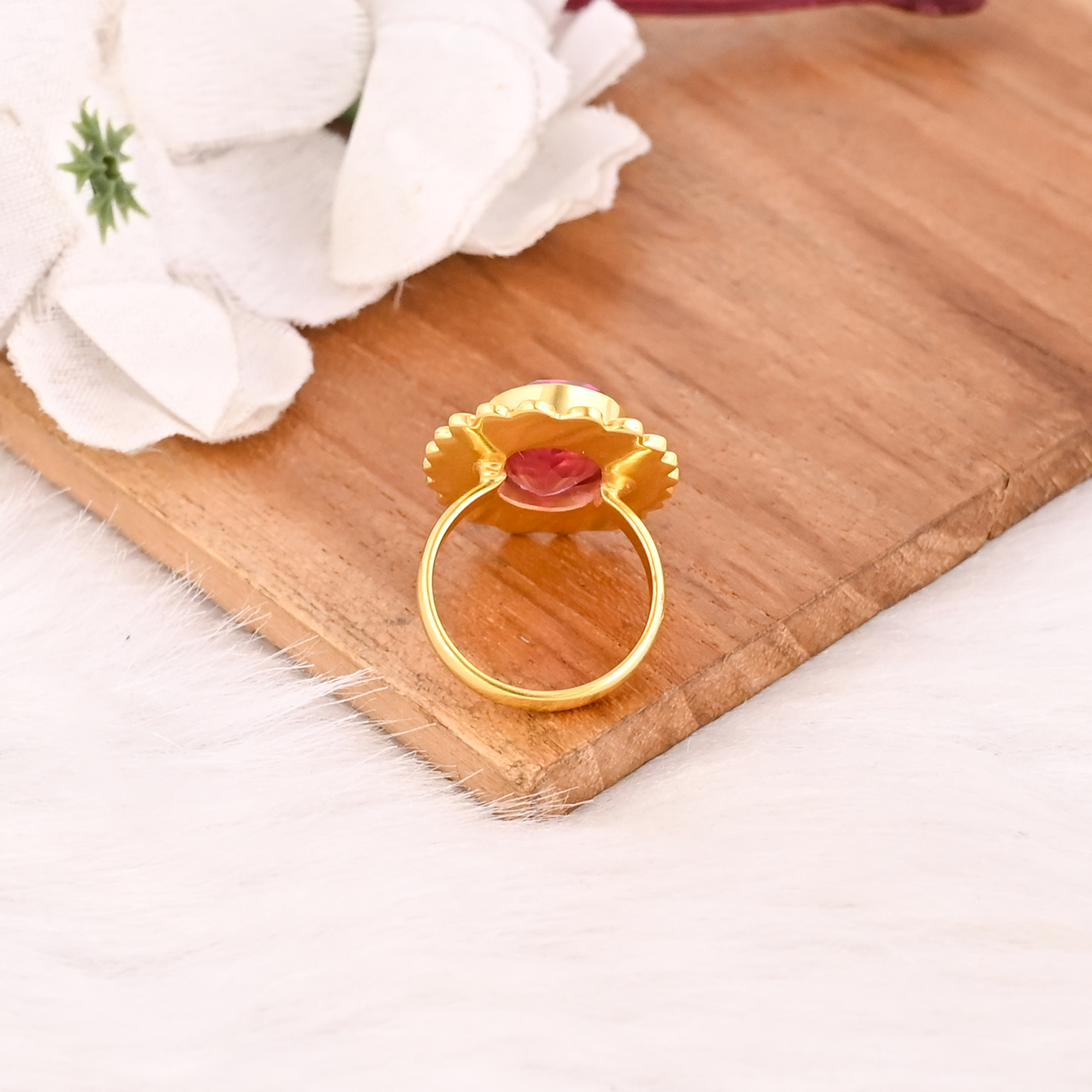 Sparkling Pink Tourmaline Hydro Stylish Ring Handmade Gemstone Jewelry for Women