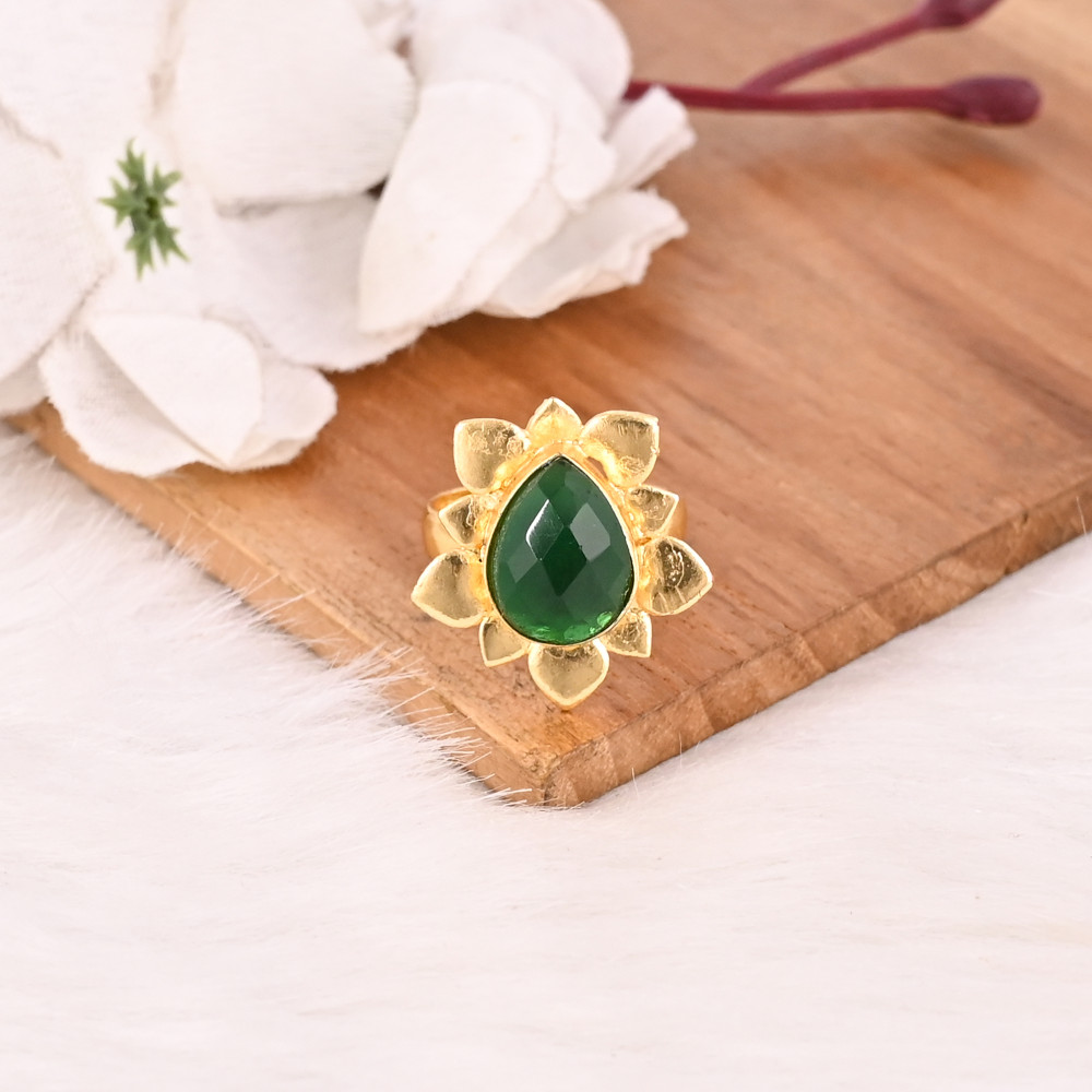 Image of Designer Green Hydro Fashion Ring Handmade Gemstone Jewelry for Women