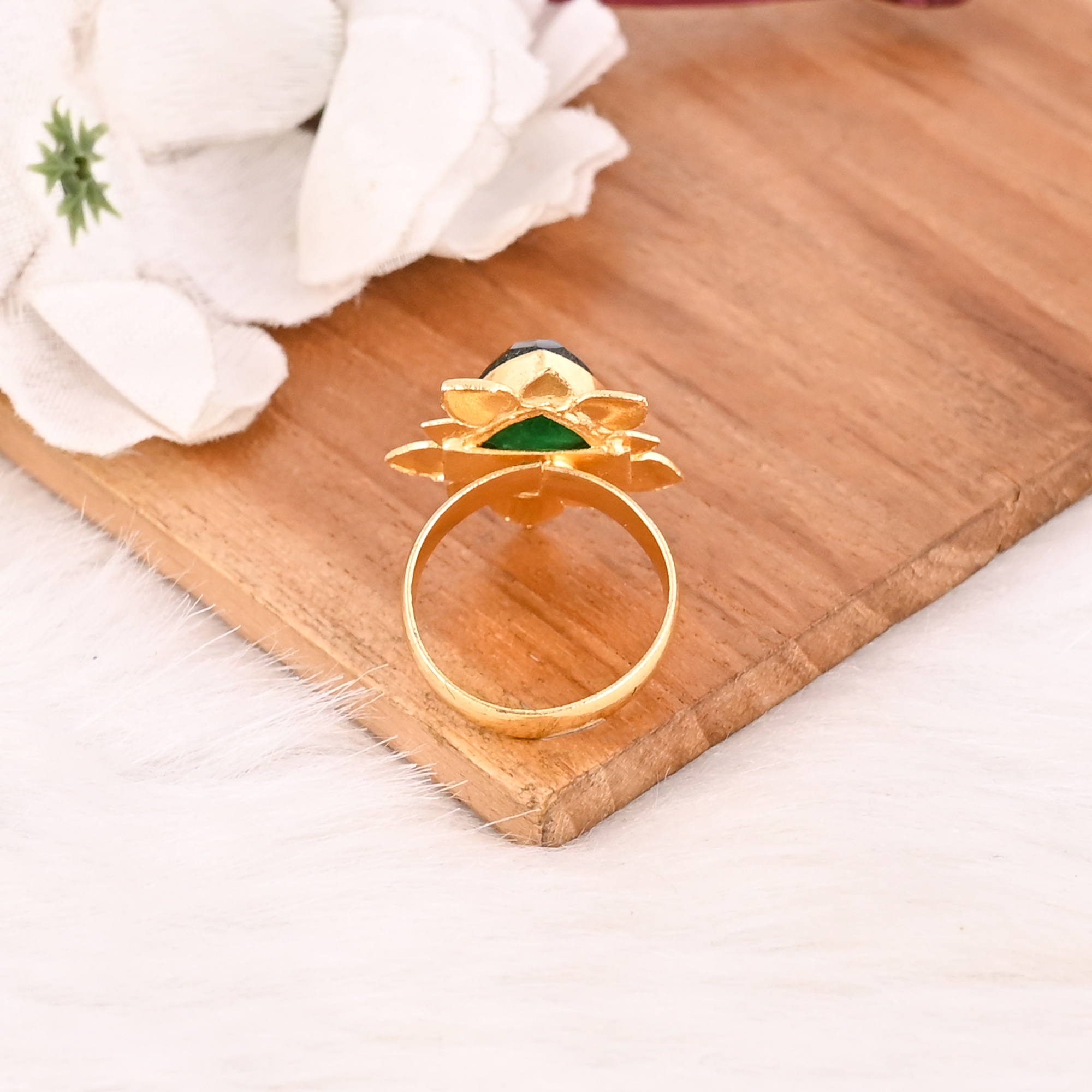 Designer Green Hydro Fashion Ring Handmade Gemstone Jewelry for Women
