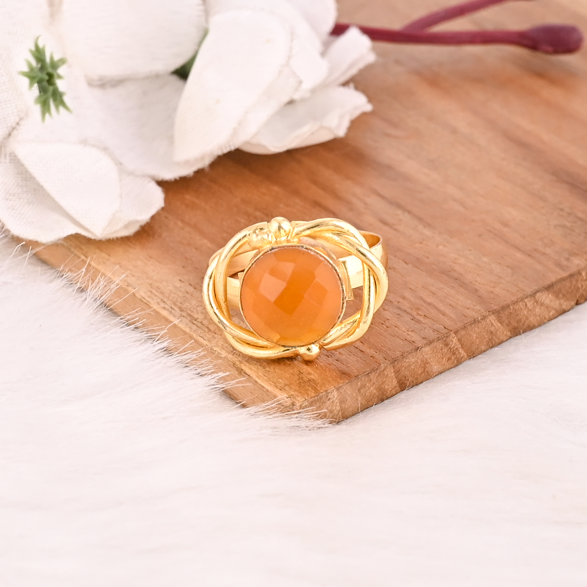 Elegant Hydro Citrine Adjustable Ring Handmade Gemstone Jewelry for Women