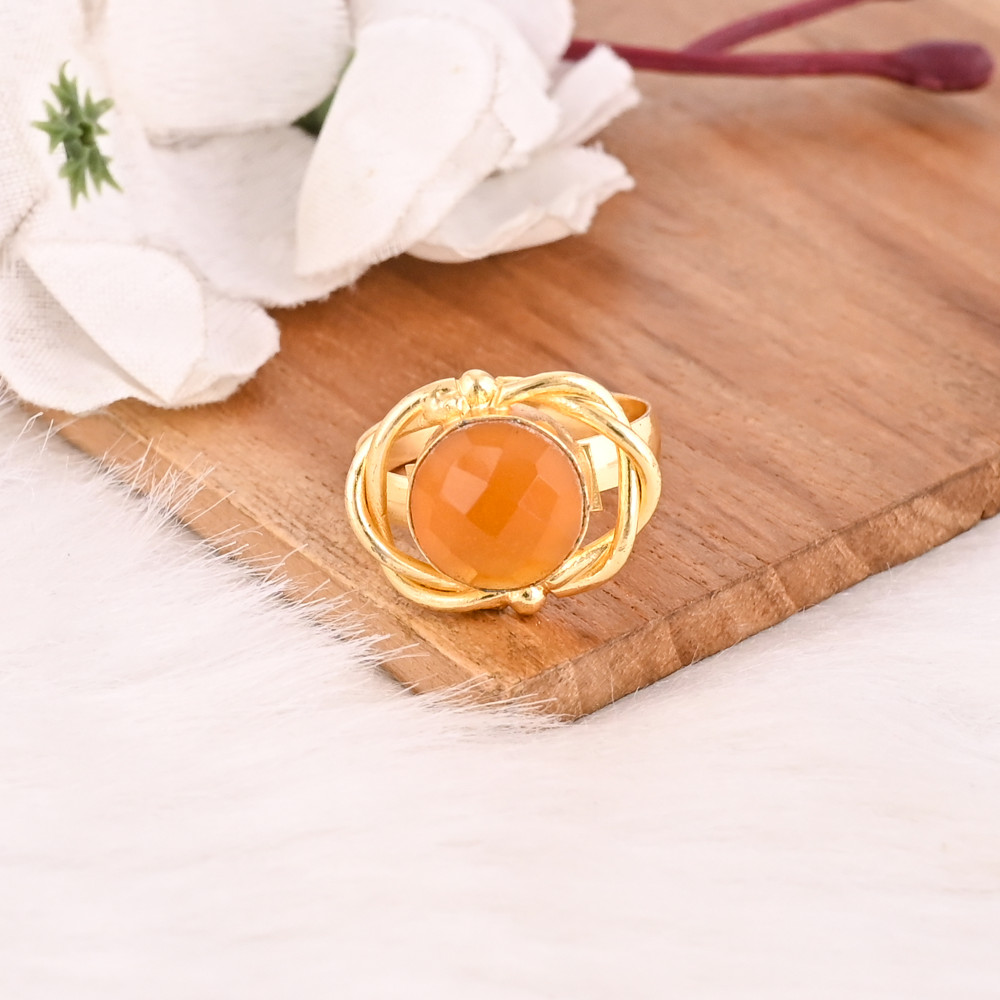 Image of Elegant Hydro Citrine Adjustable Ring Handmade Gemstone Jewelry for Women