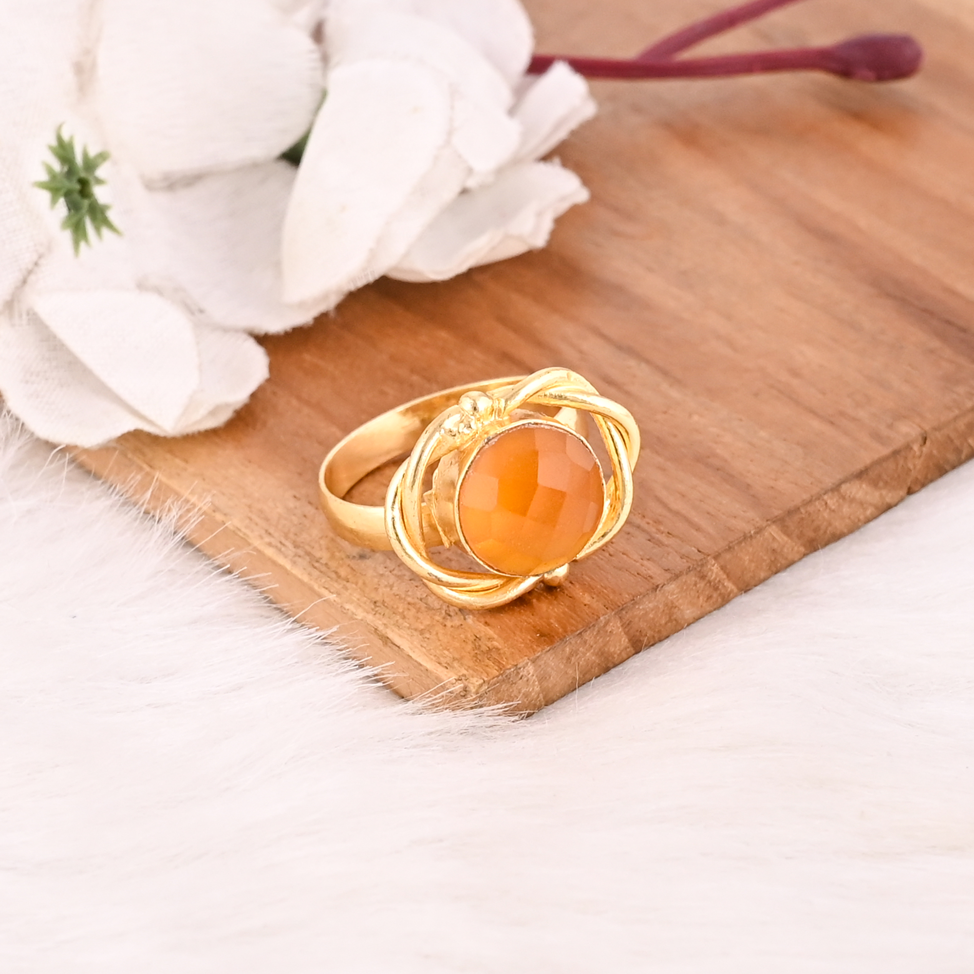 Elegant Hydro Citrine Adjustable Ring Handmade Gemstone Jewelry for Women