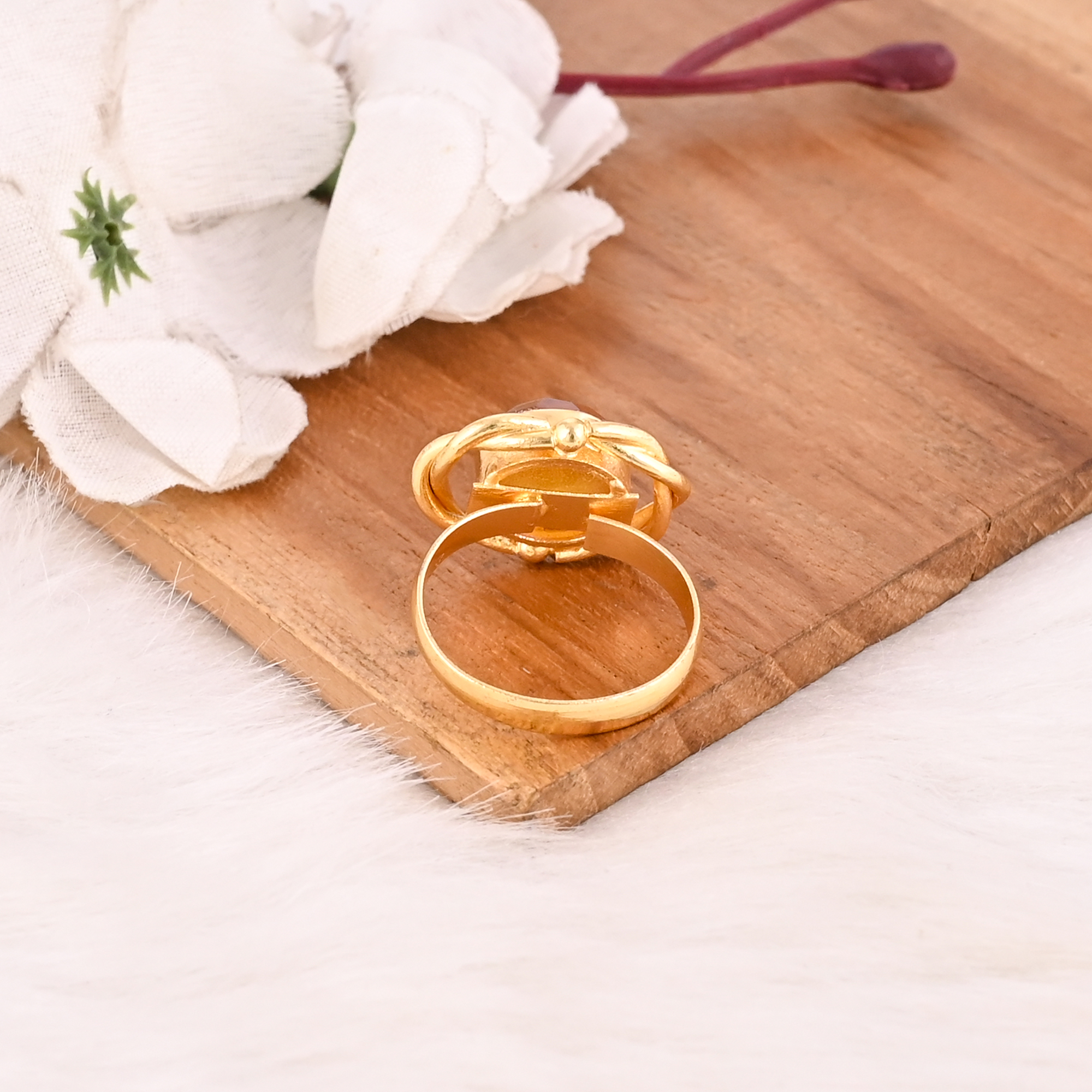 Elegant Hydro Citrine Adjustable Ring Handmade Gemstone Jewelry for Women