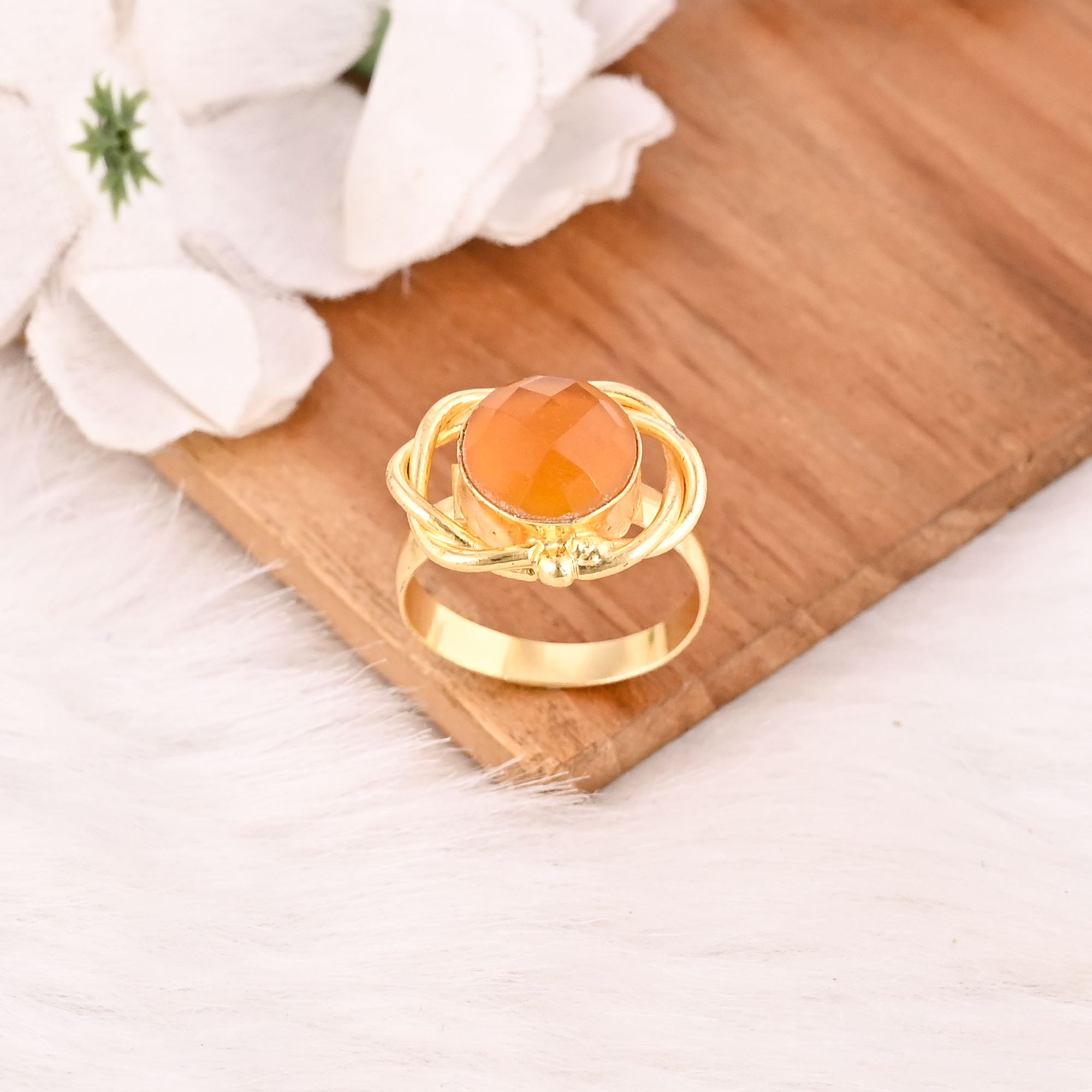 Elegant Hydro Citrine Adjustable Ring Handmade Gemstone Jewelry for Women