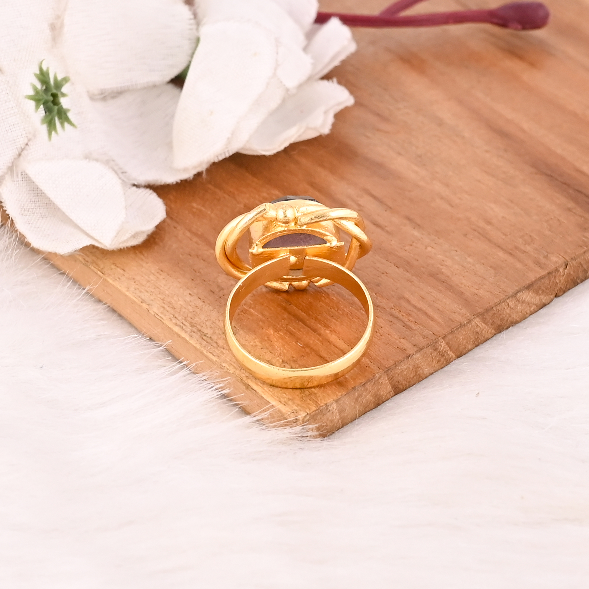 Natural Rose Quartz Gemstone Ring for Women Adjustable Fashion Jewelry for Women