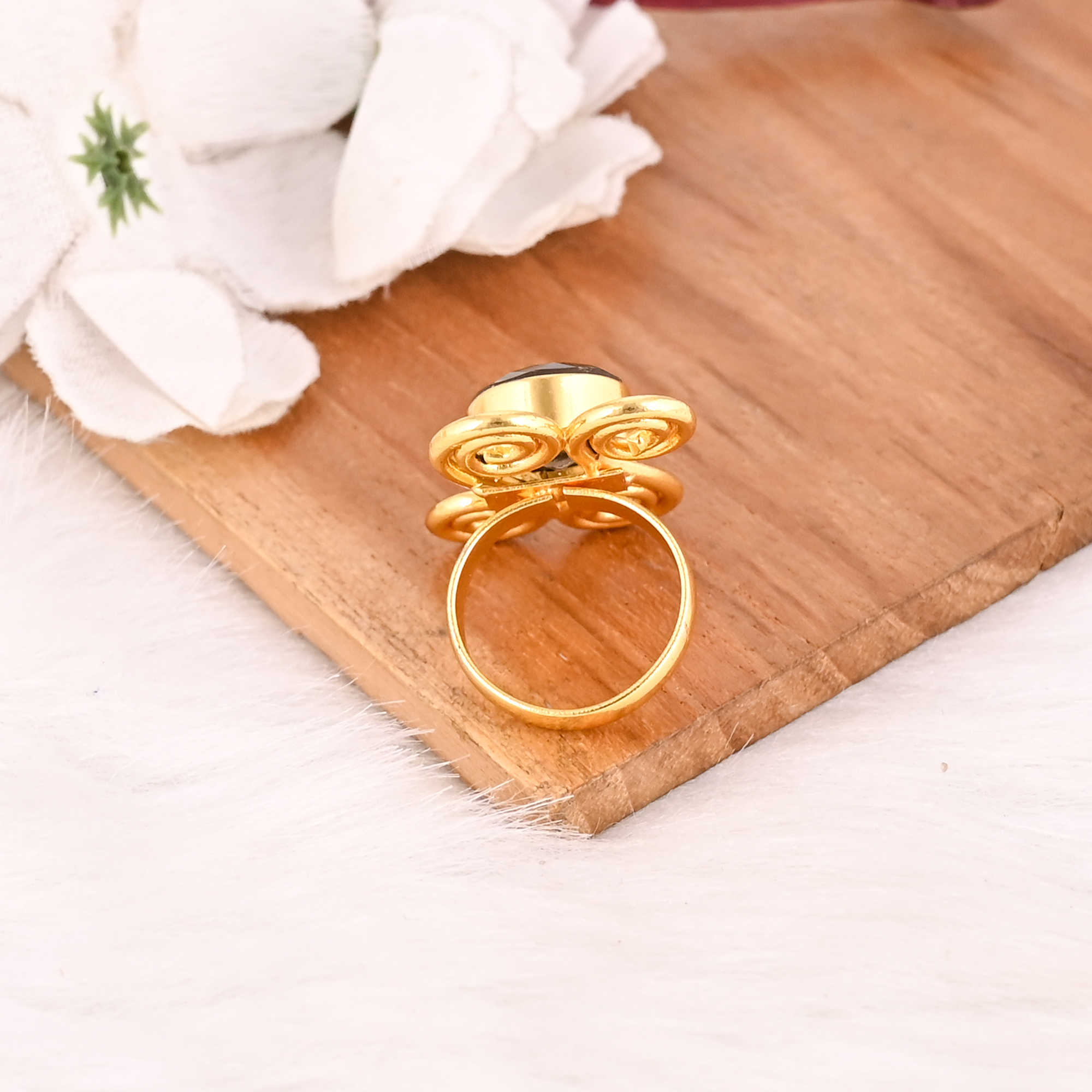 Smoky Hydro Fashion Ring Handmade Gemstone Jewelry for Women