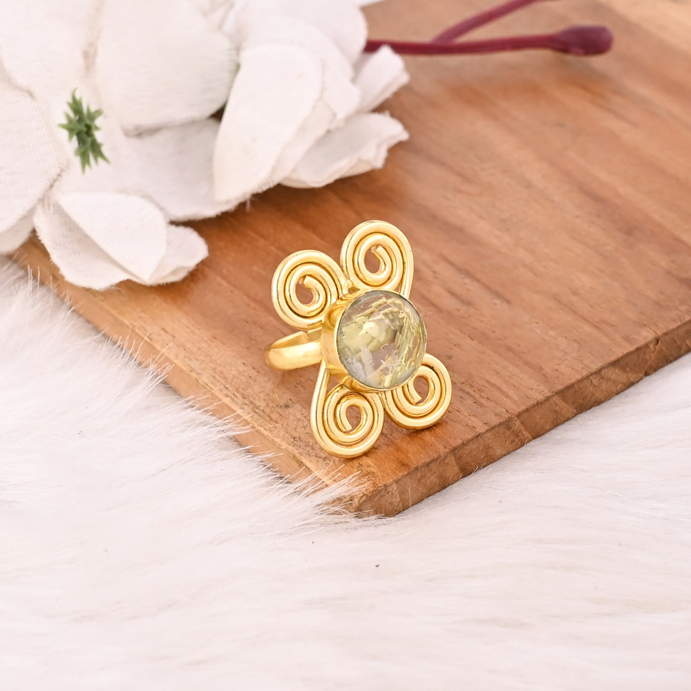 Image of Handmade Aqua Crackle Glass Ring Designer Jewelry for Women
