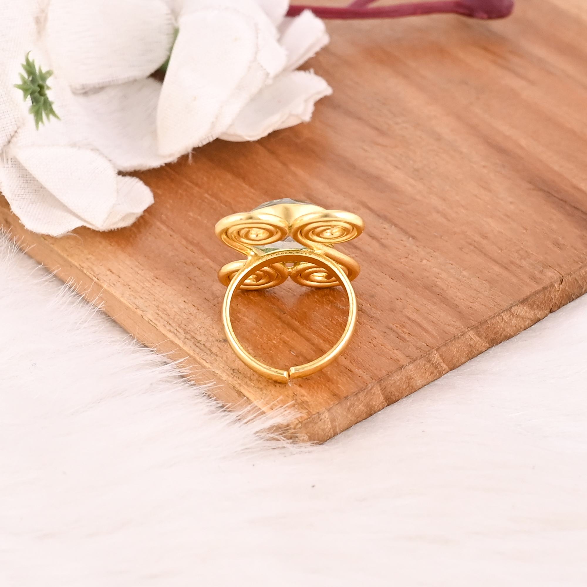 Handmade Aqua Crackle Glass Ring Designer Jewelry for Women