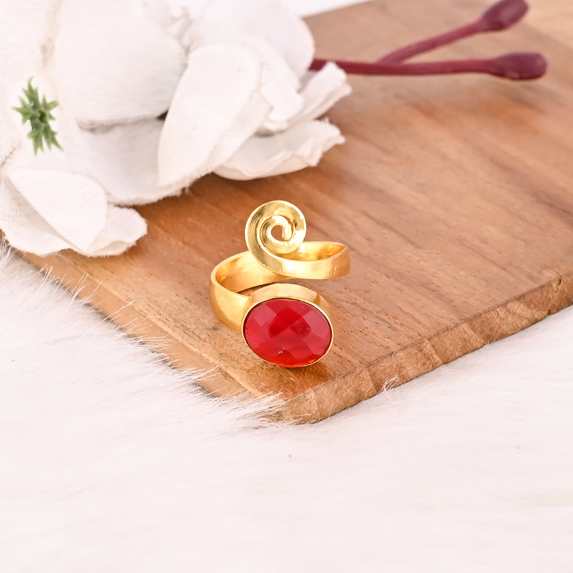 Handmade Nano Garnet Hydro Ring Handmade Gemstone Designer Jewelry for Women