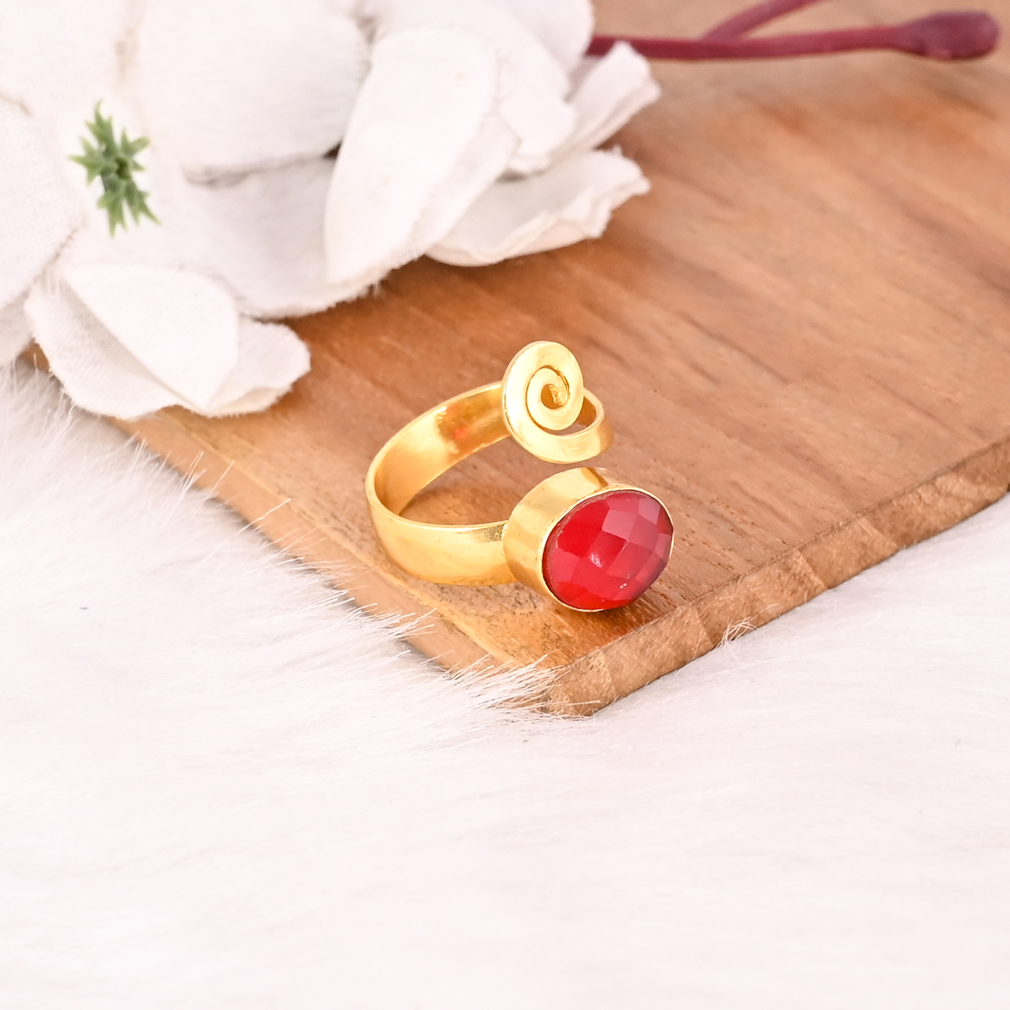 Handmade Nano Garnet Hydro Ring Handmade Gemstone Designer Jewelry for Women