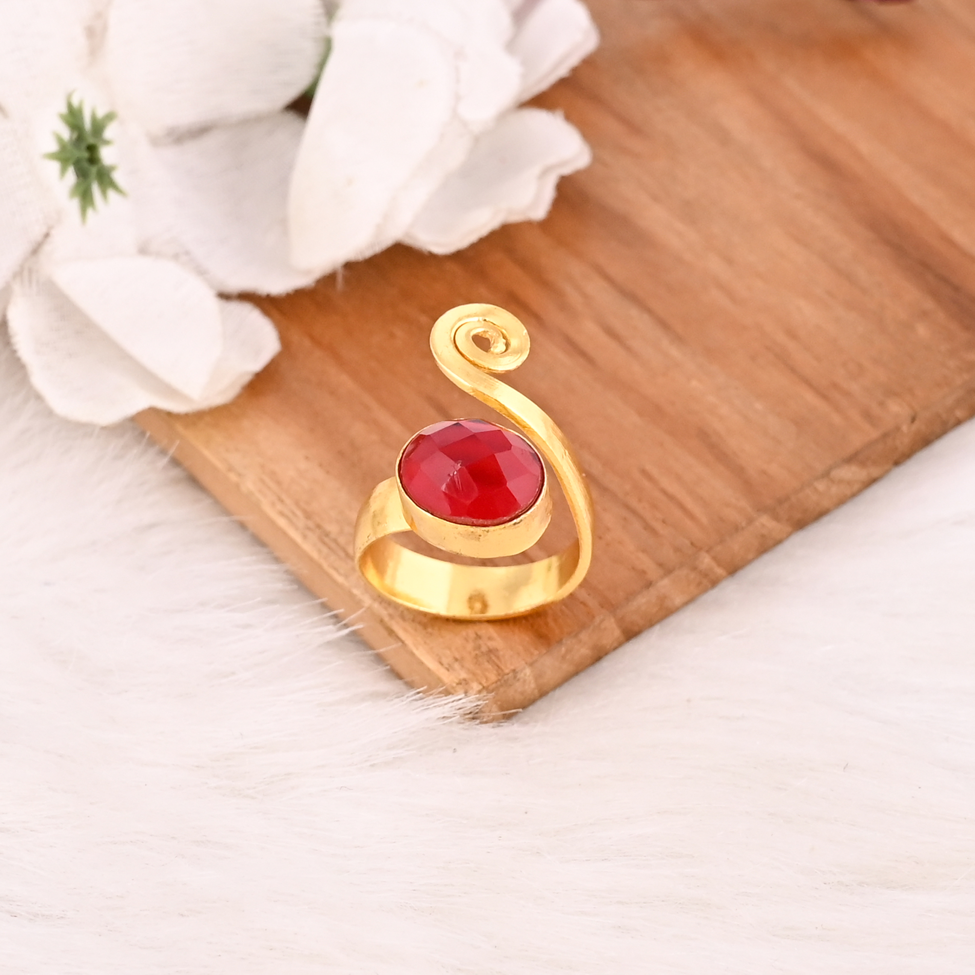 Handmade Nano Garnet Hydro Ring Handmade Gemstone Designer Jewelry for Women