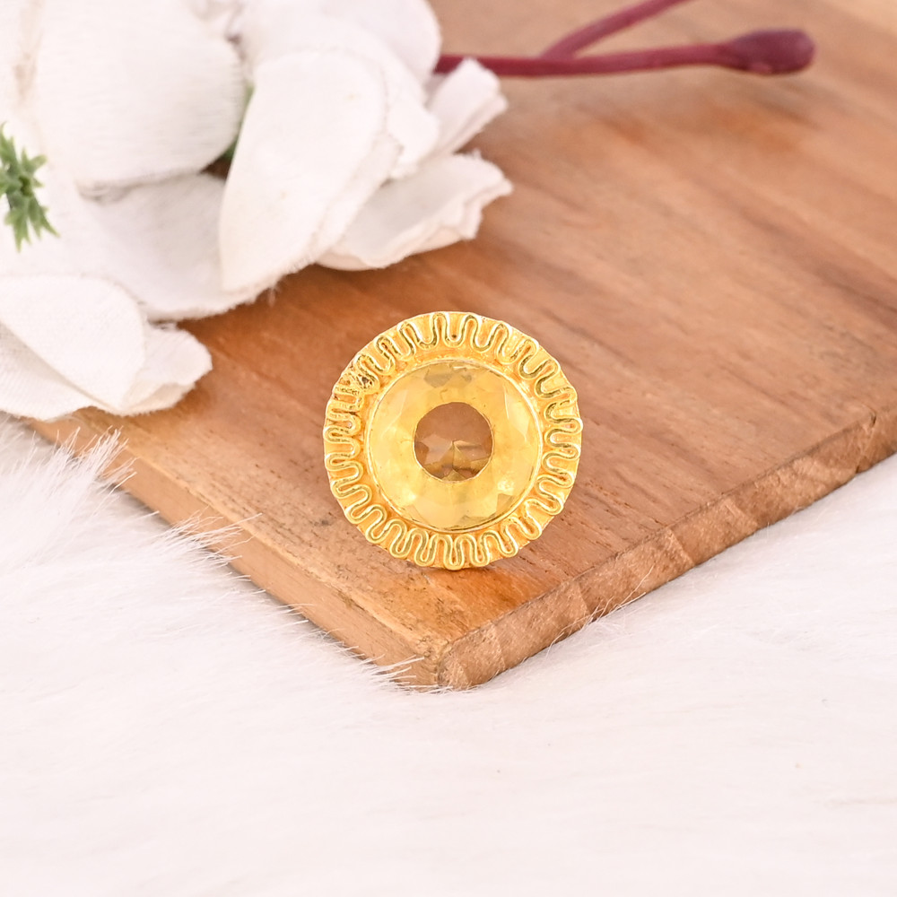 Image of Fashion Lemon Hydro Brass Ring Handmade Gemstone Jewelry for Women