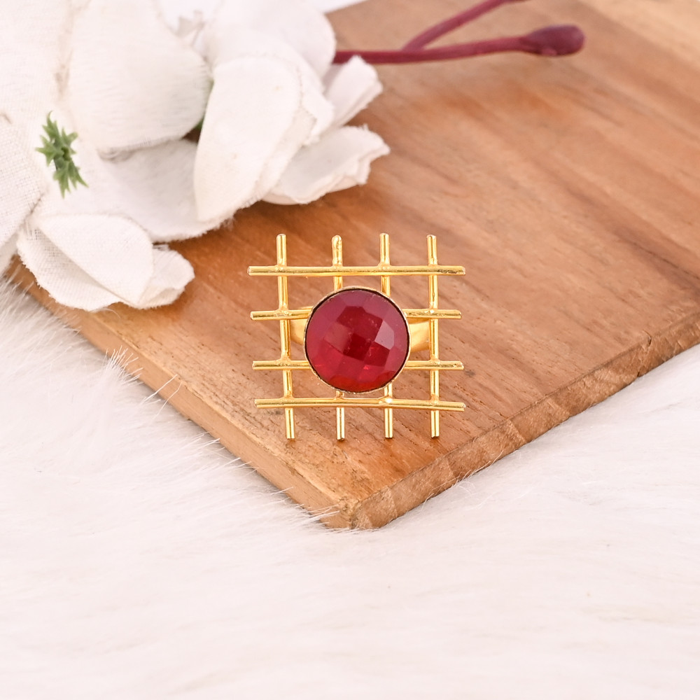 Image of Designer Hydro Garnet Adjustable Ring Stylish Gemstone Jewelry for Women