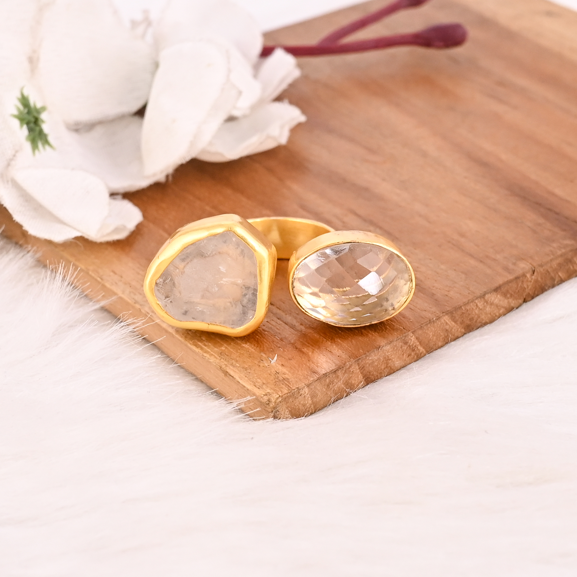 Modern Double Crystal Ring for Women Stylish Daily Wear Accessory