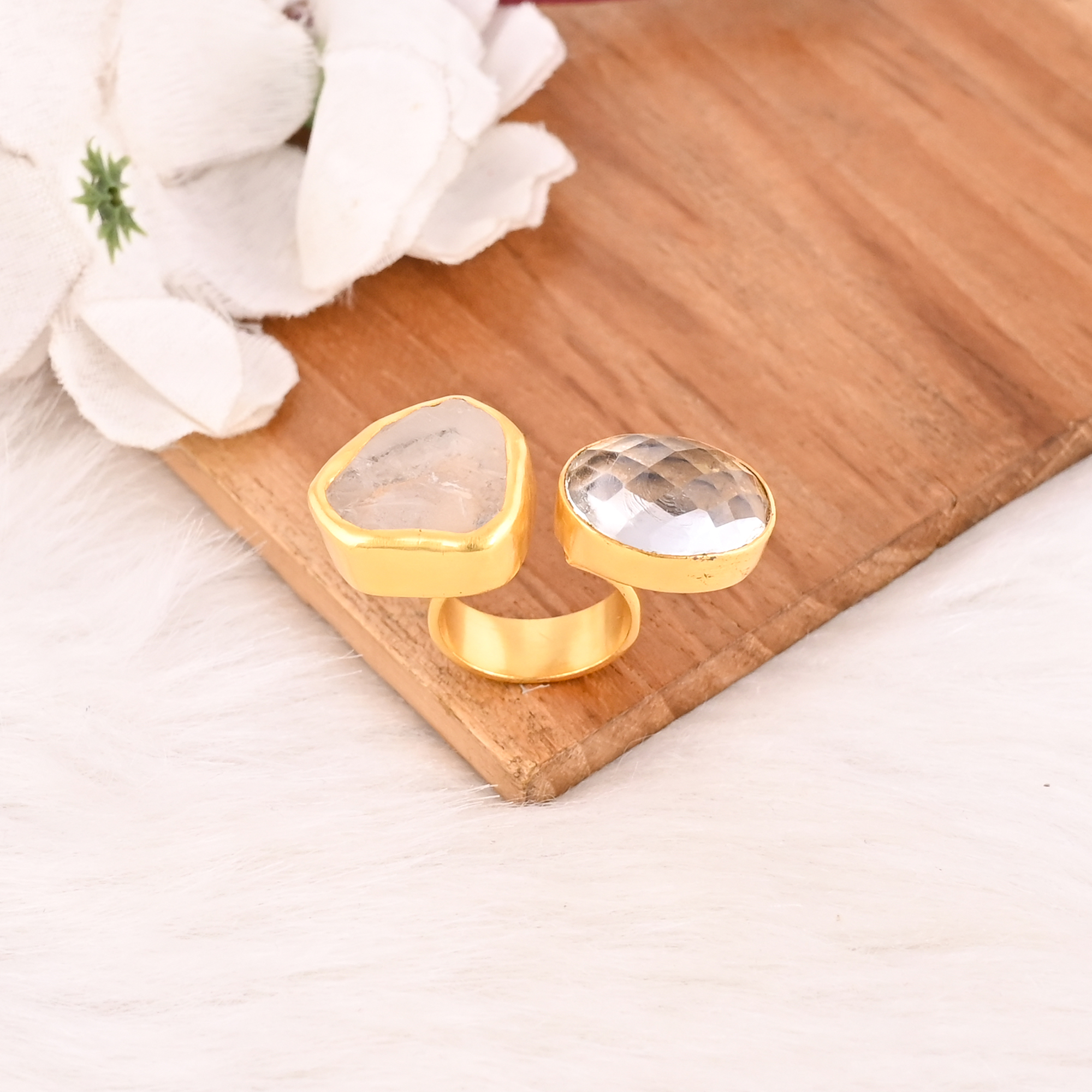 Modern Double Crystal Ring for Women Stylish Daily Wear Accessory