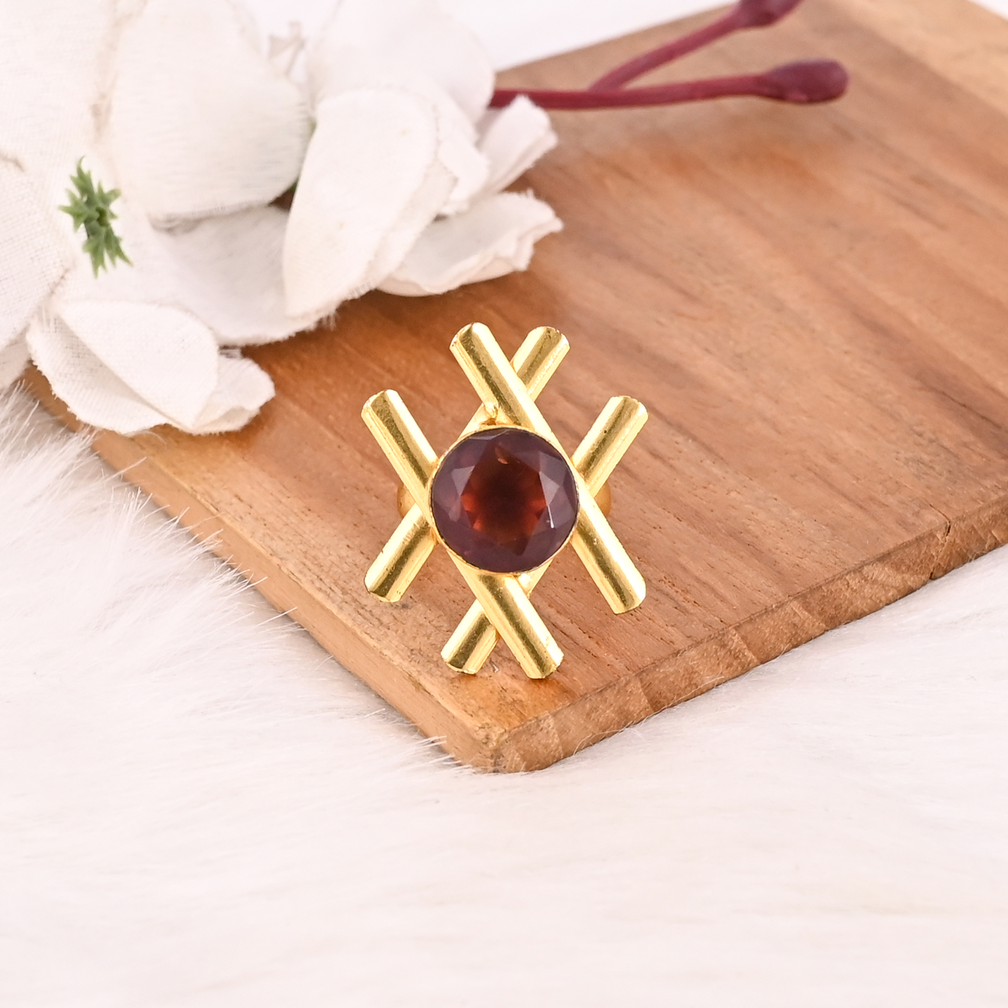 Pink Amethyst Hydro Ring for Women Gold Plated Adjustable Fashion Jewelry