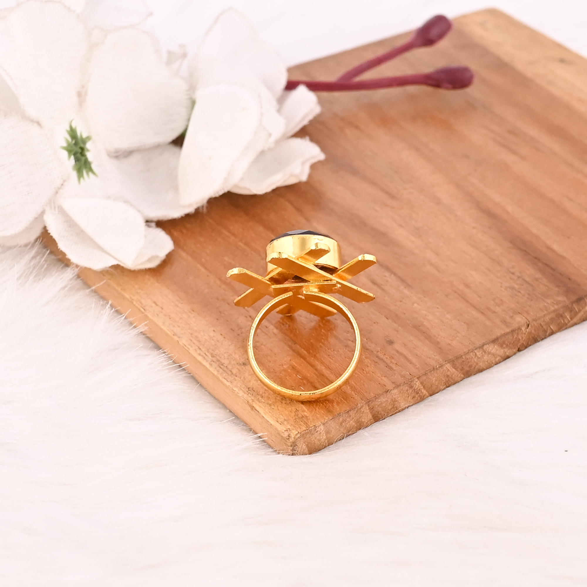 Pink Amethyst Hydro Ring for Women Gold Plated Adjustable Fashion Jewelry