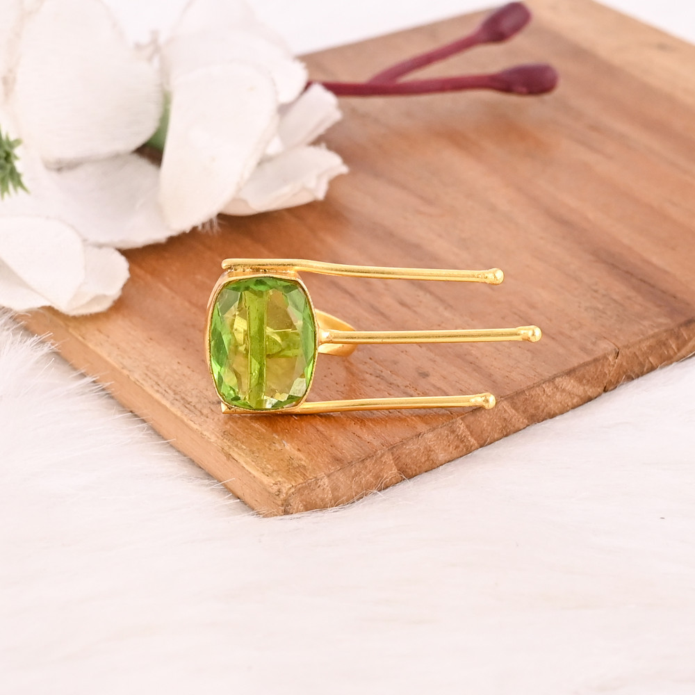 Image of Unique Peridot Hydro Ring Adjustable Handmade Gemstone Fashion Jewelry for Women