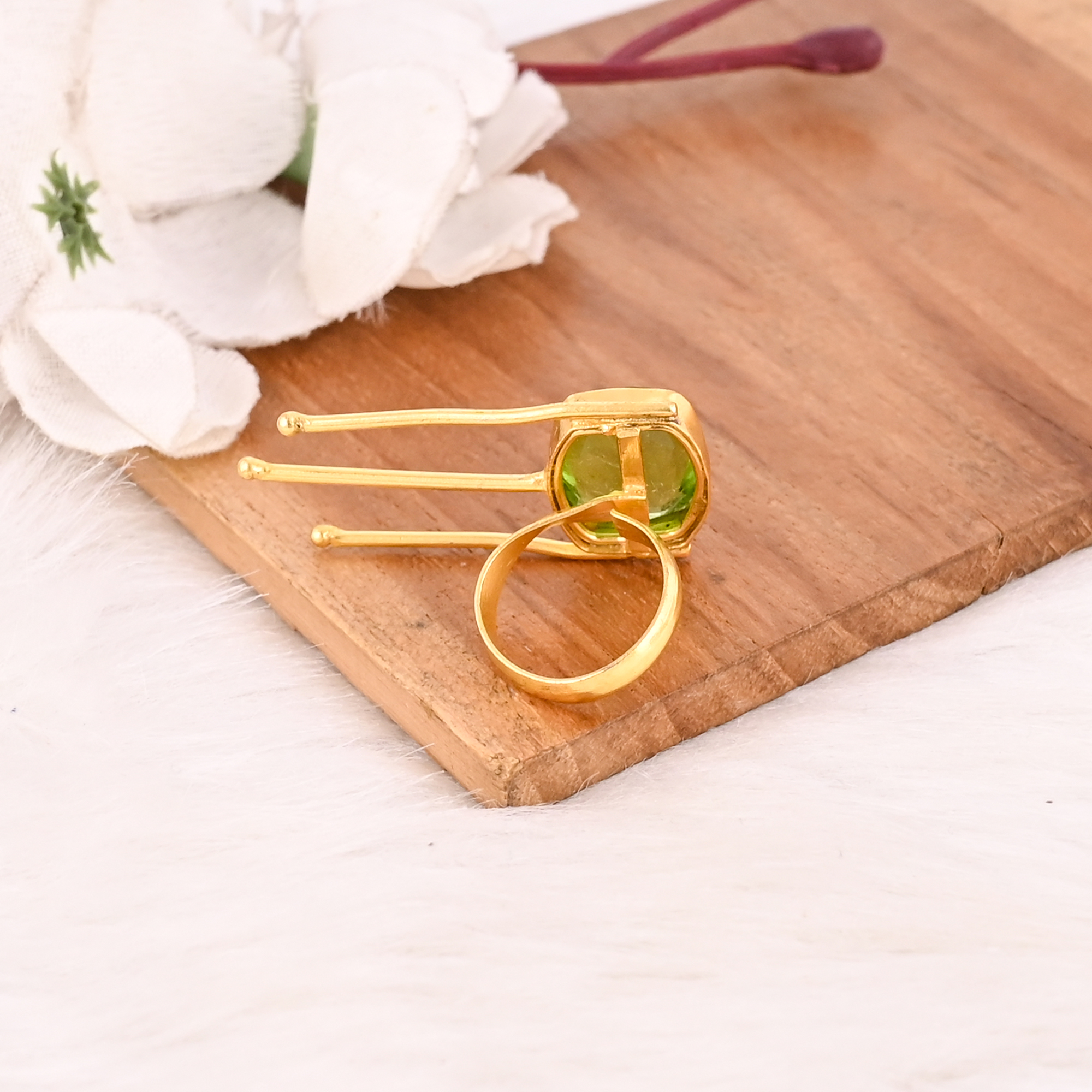 Unique Peridot Hydro Ring Adjustable Handmade Gemstone Fashion Jewelry for Women