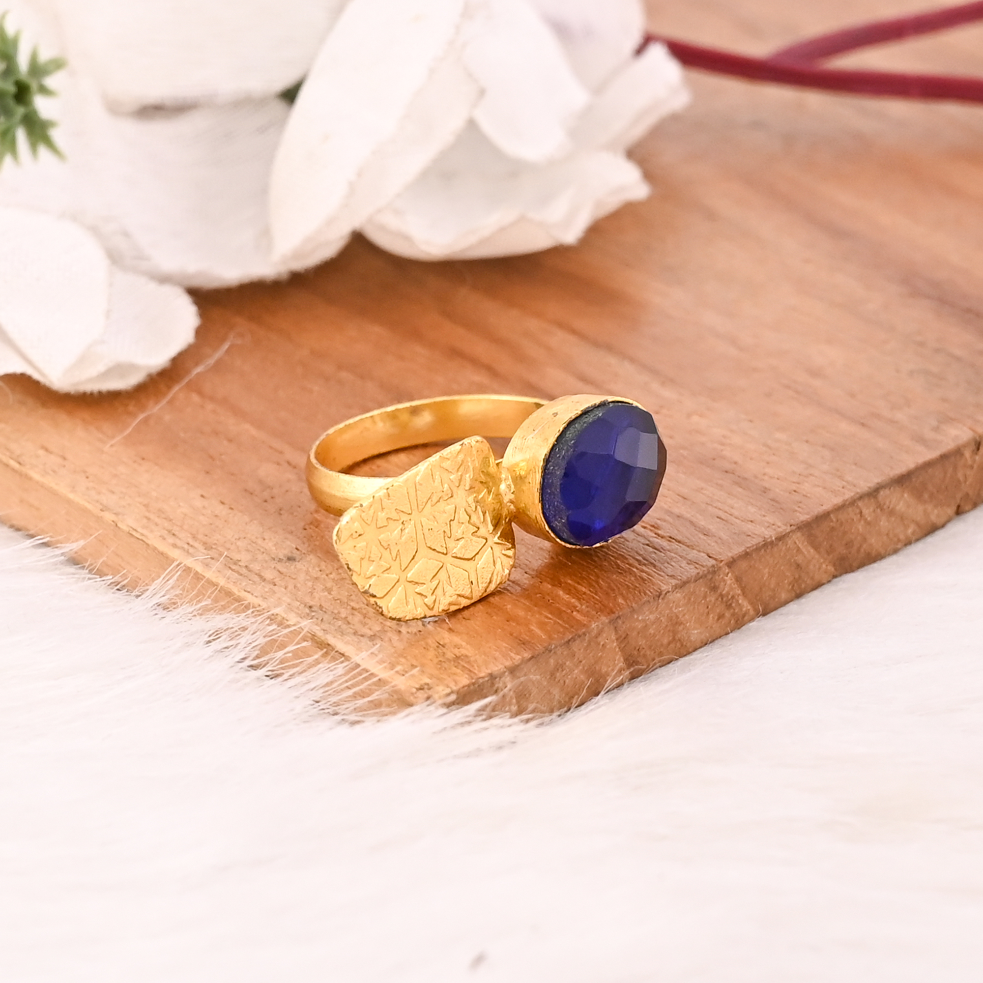Elegant Designer Ink Blue Hydro Stone Ring Handmade Gemstone Jewelry for Women